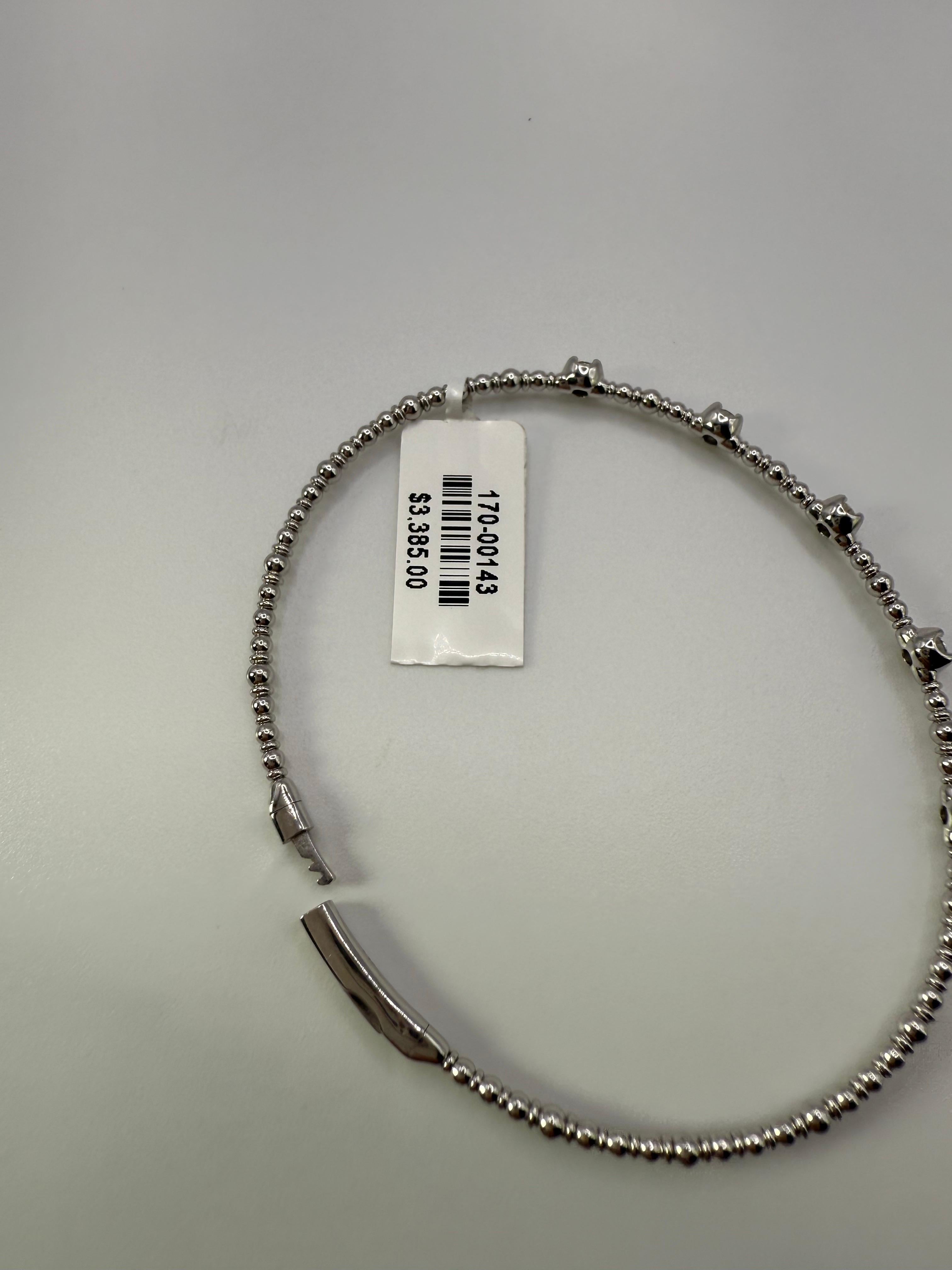Brilliant Cut Flexible Diamond bracelet fits most wrists 14KT gold For Sale