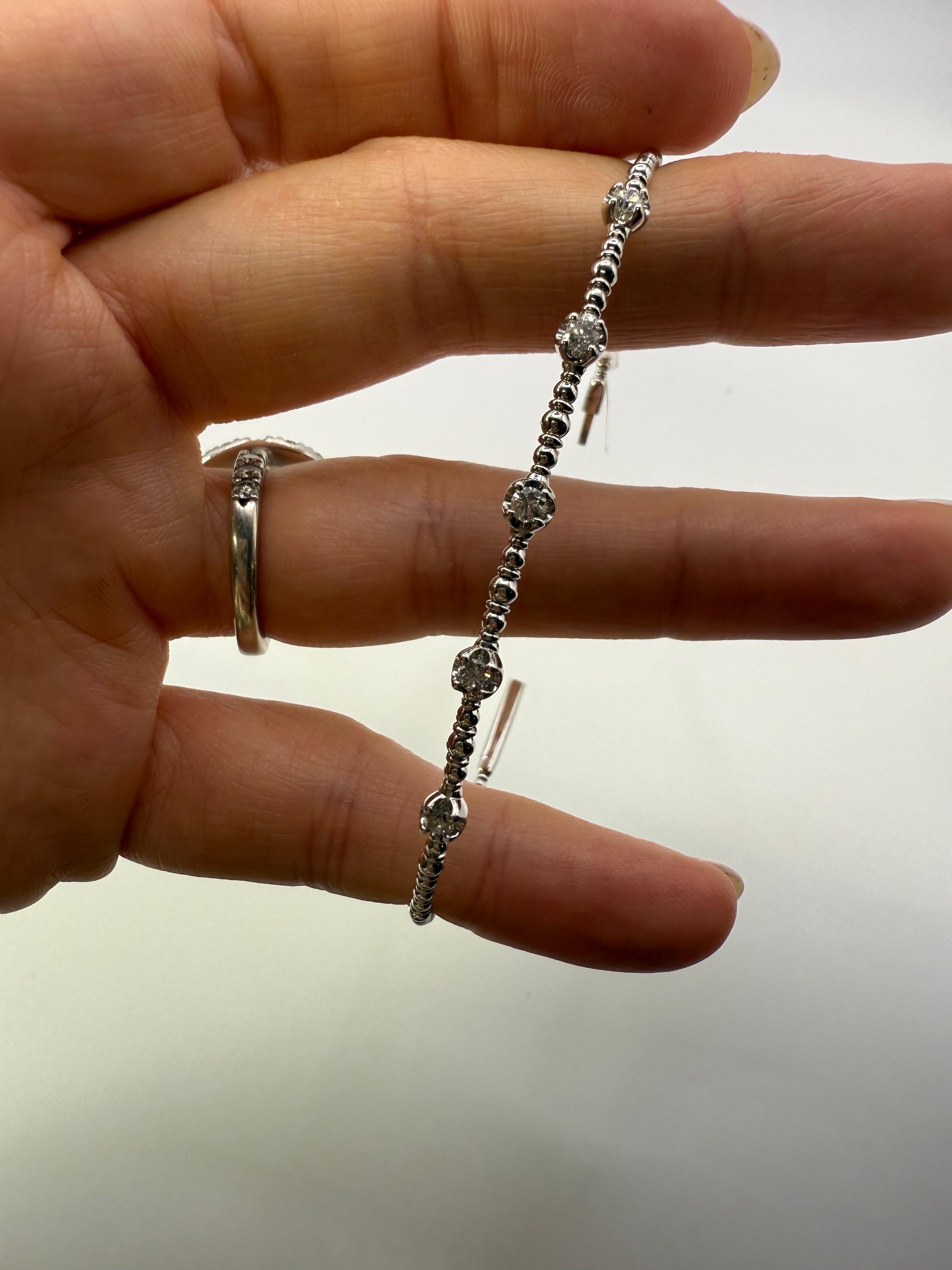 Flexible Diamond bracelet fits most wrists 14KT gold For Sale 1