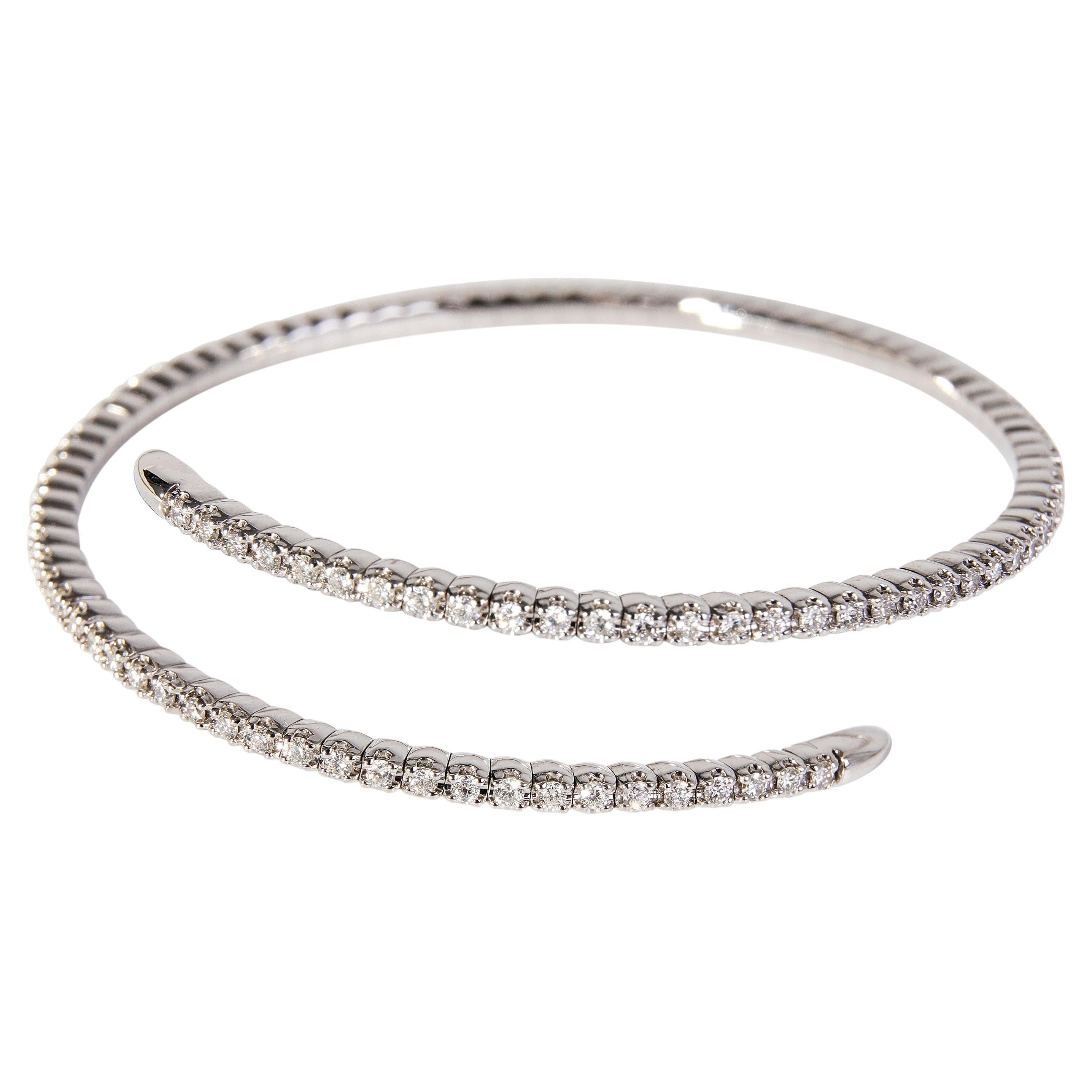 Flexibles Diamantarmband aus 18 Karat Weißgold ''1,50 Karat'' im Angebot