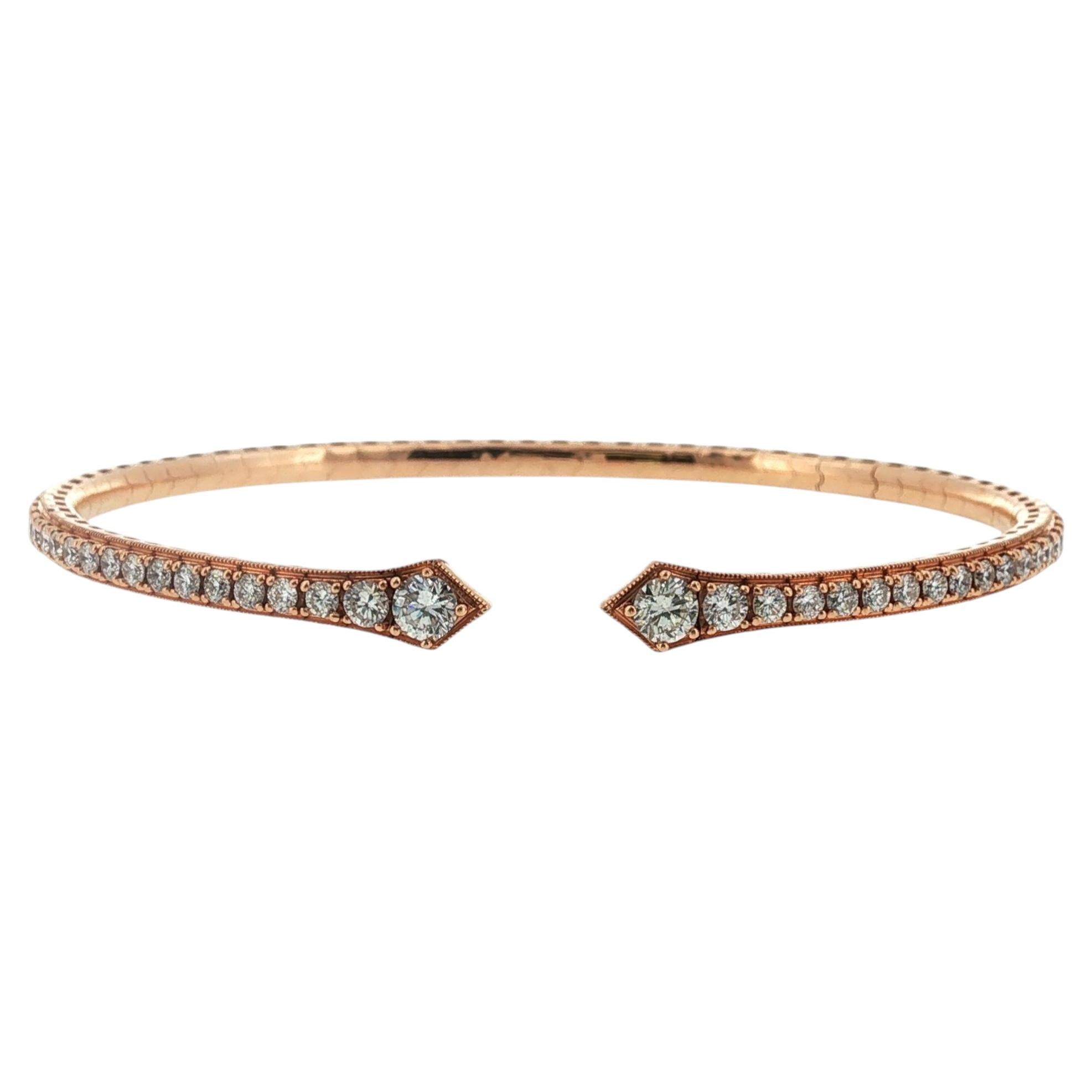Bracelet moderne flexible « Diamond Cuff » en or rose 18 carats – Neuf