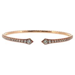 Flexible Diamond Cuff 18 Karat Rose Gold Modern Bracelet New