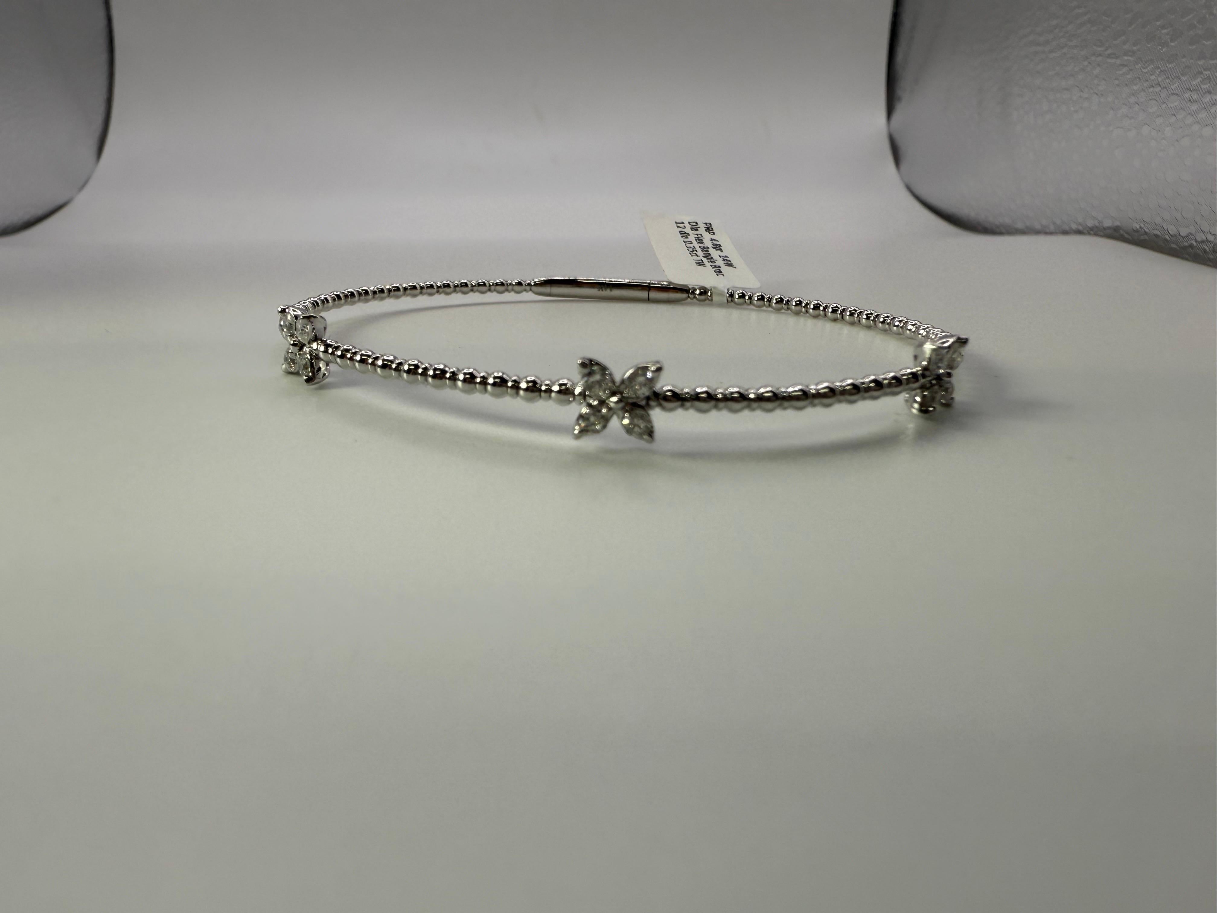 Marquise Cut Flexible diamond marquise bracelet diamond bangle bracelet 0.35ct 14KT gold For Sale