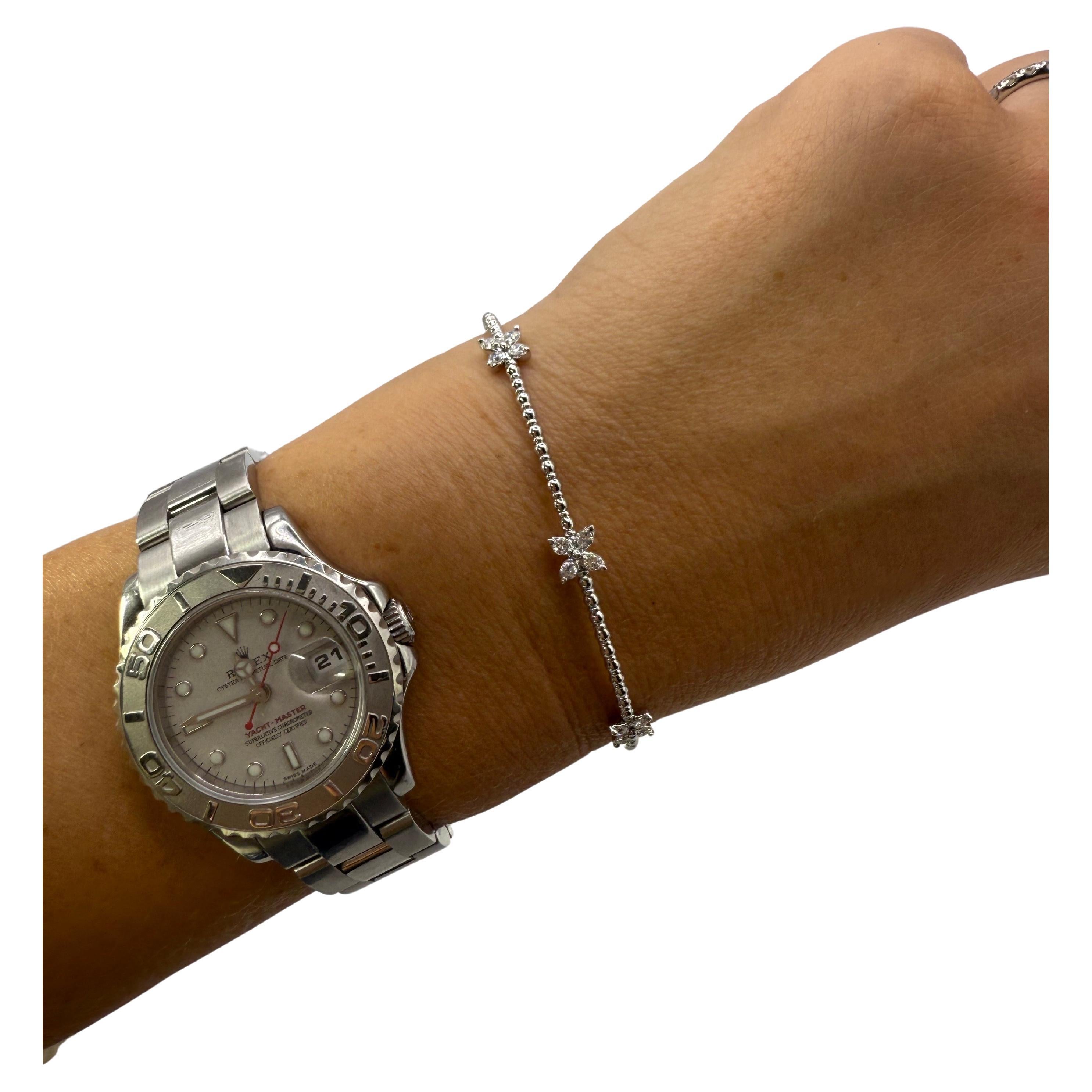 Flexible diamond marquise bracelet diamond bangle bracelet 0.35ct 14KT gold