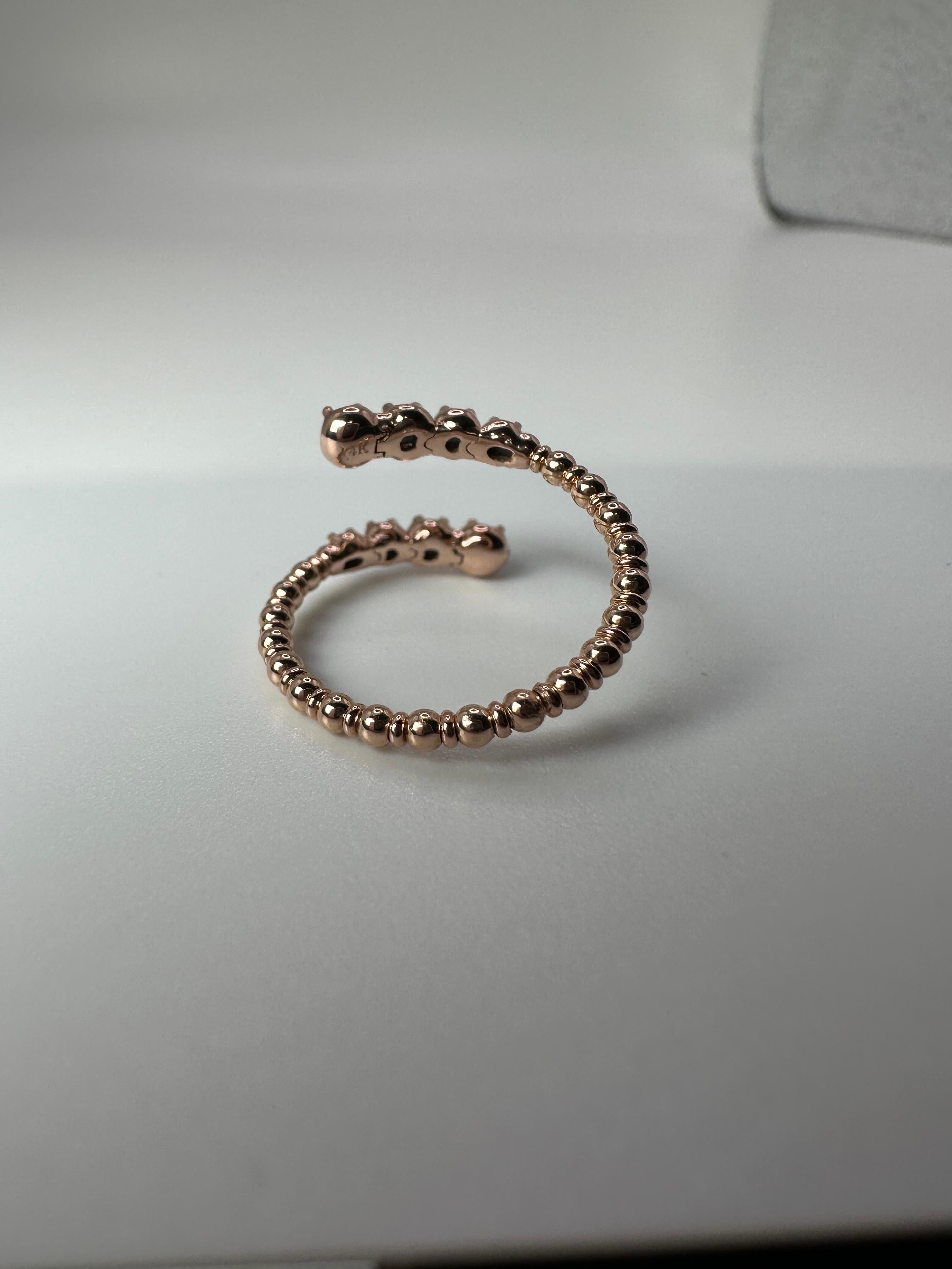 Rose Cut Flexible Diamond Ring 14 Karat Rose Gold 21st Century Innovation Wow For Sale