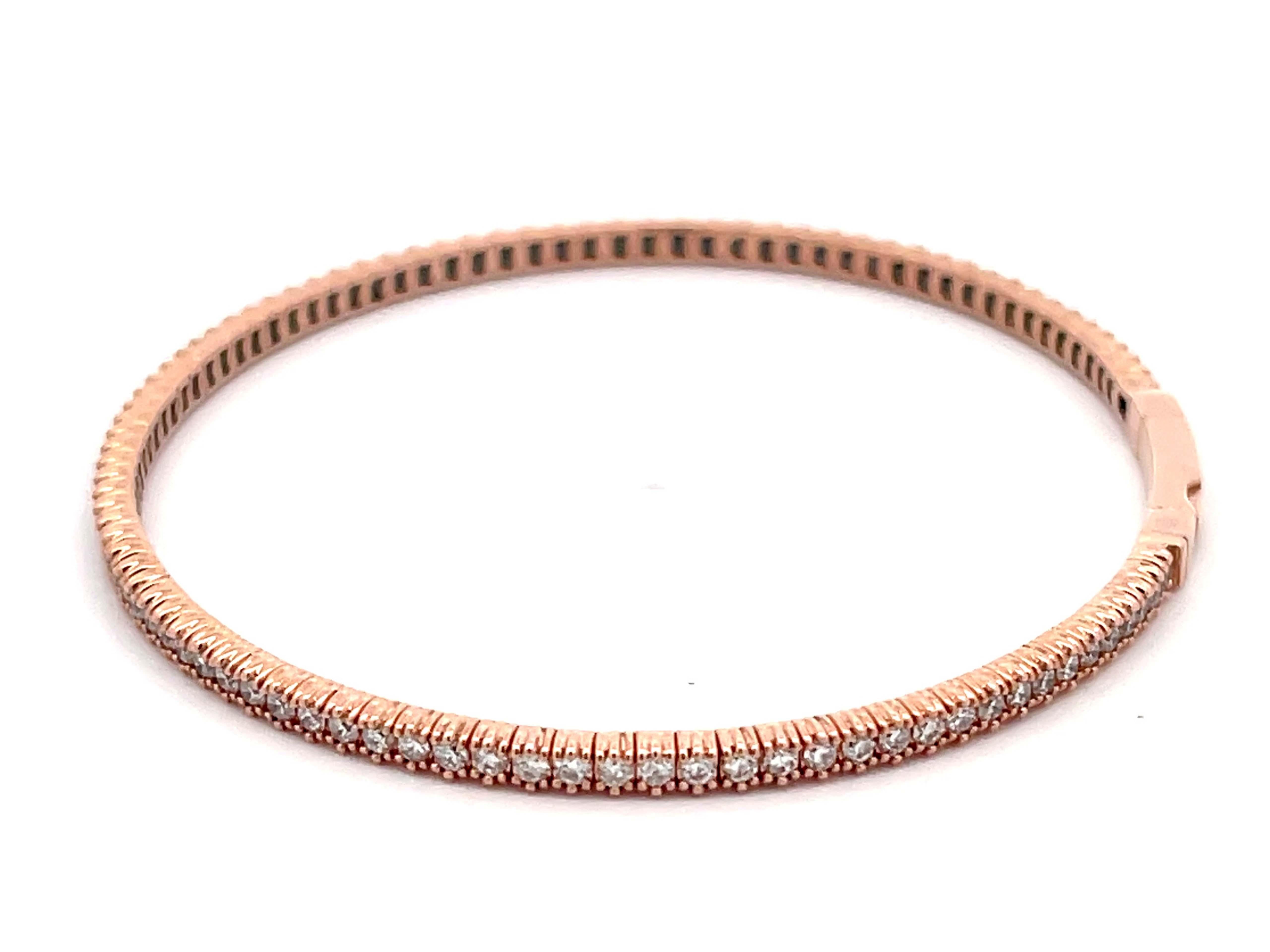 Moderne Bracelet tennis flexible en or rose 14 carats et diamants en vente