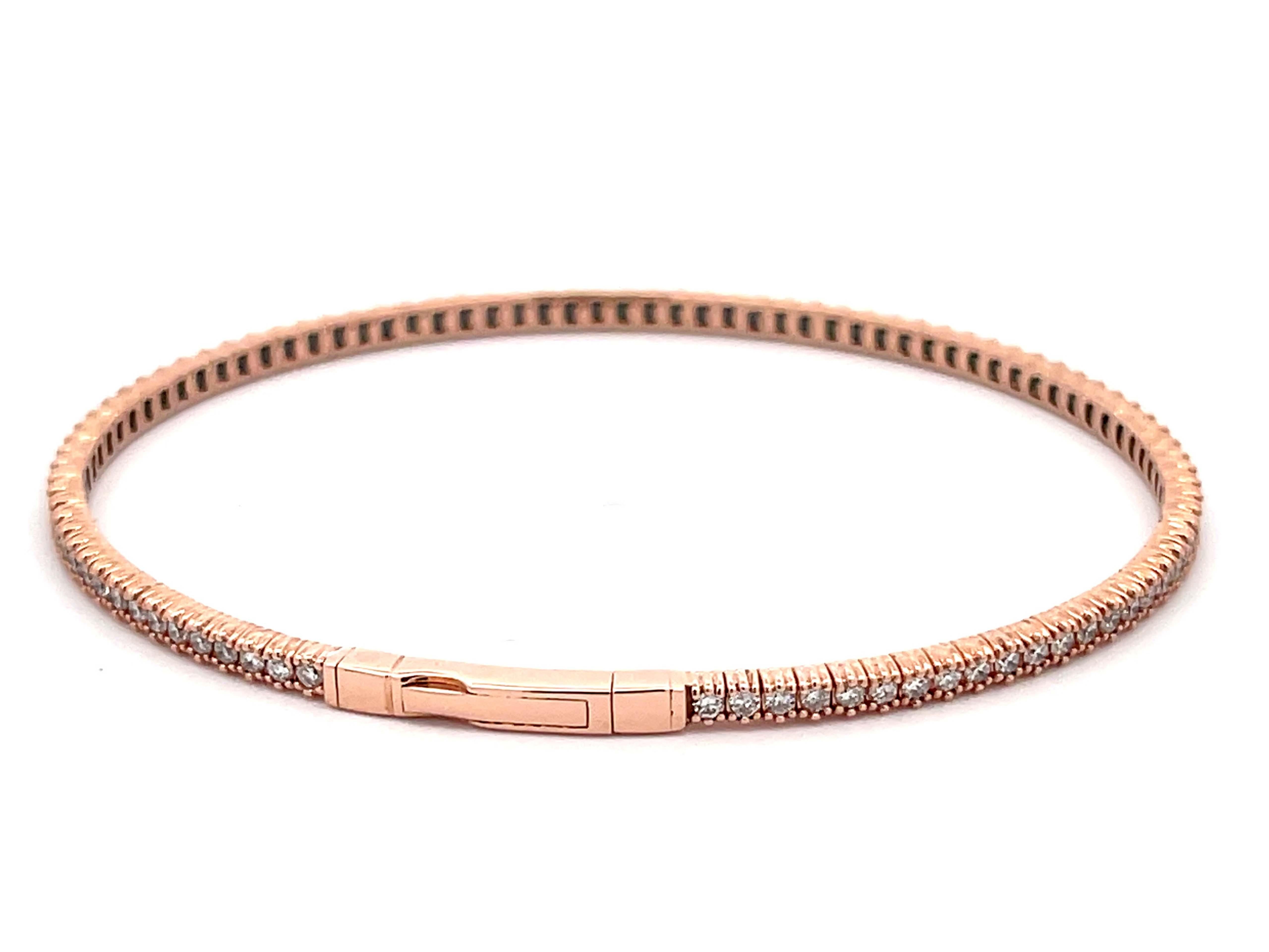 Bracelet tennis flexible en or rose 14 carats et diamants Neuf - En vente à Honolulu, HI