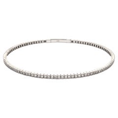 Bracelet tennis flexible en or blanc 14 carats et diamants