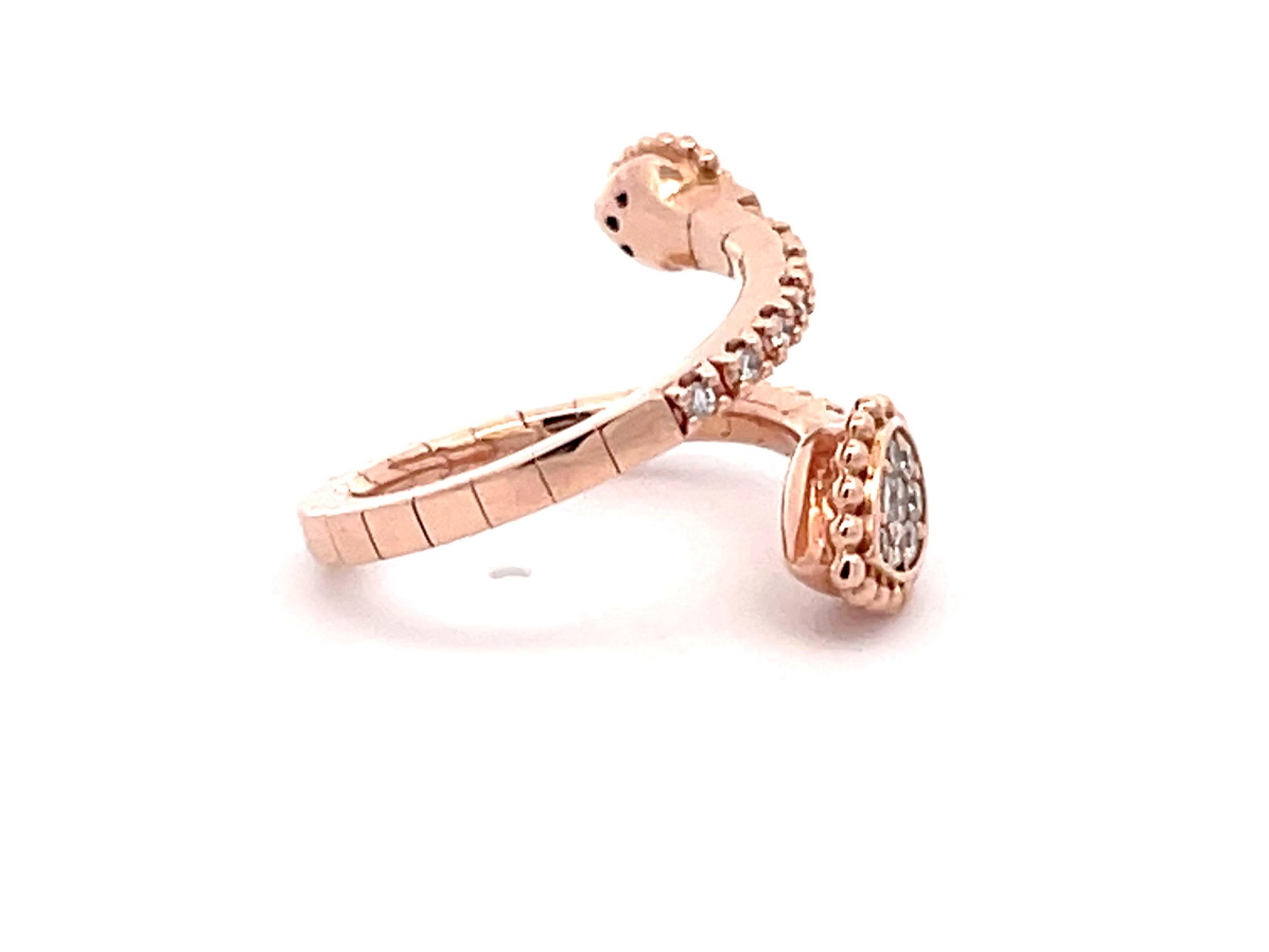 Modern Flexible Diamond Wrap Ring in 14K Rose Gold For Sale