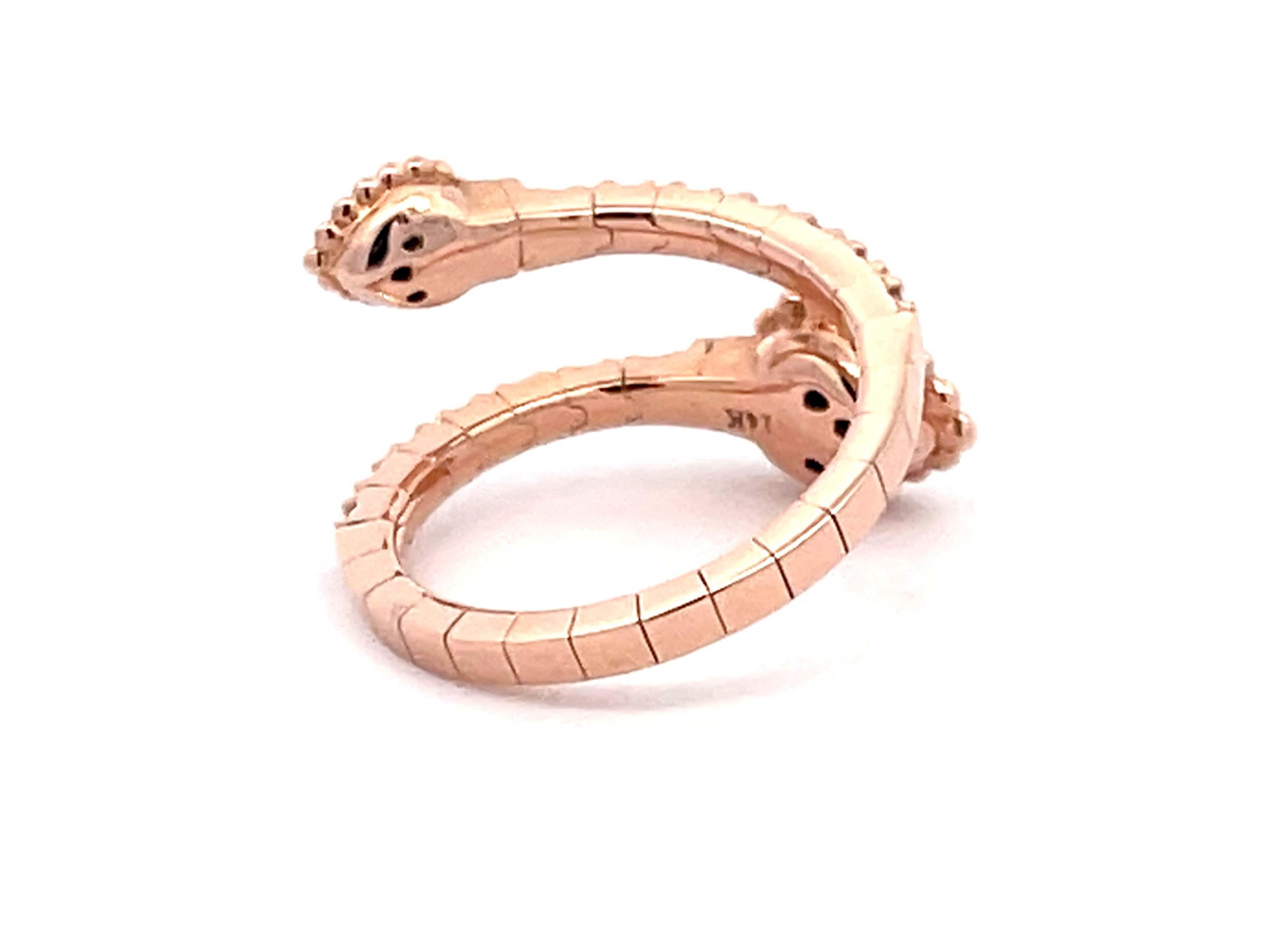 Brilliant Cut Flexible Diamond Wrap Ring in 14K Rose Gold For Sale