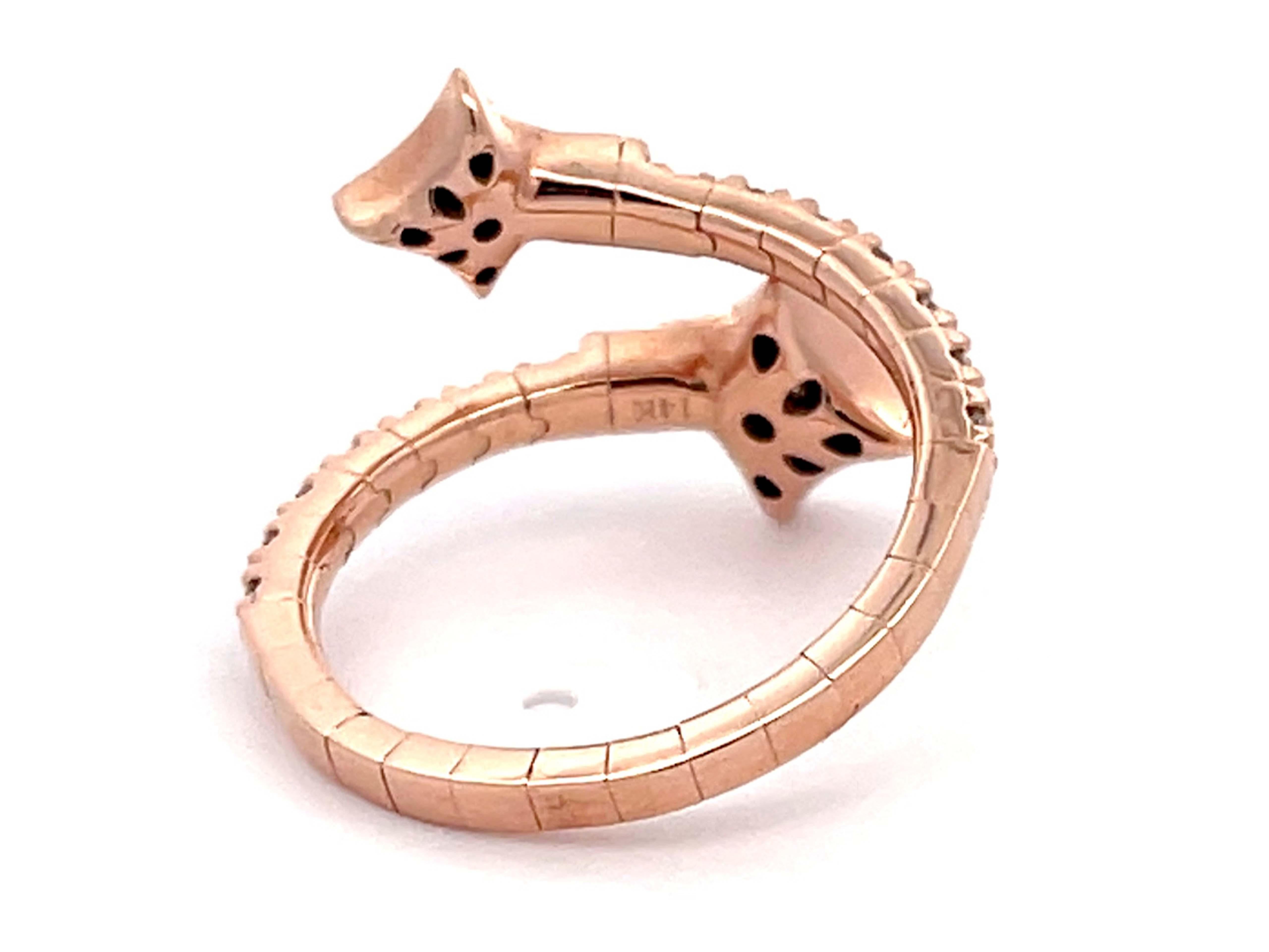Modern Flexible Diamond Wrap Ring in 14K Rose Gold For Sale