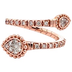 Bague enveloppante souple en or rose 14 carats et diamants