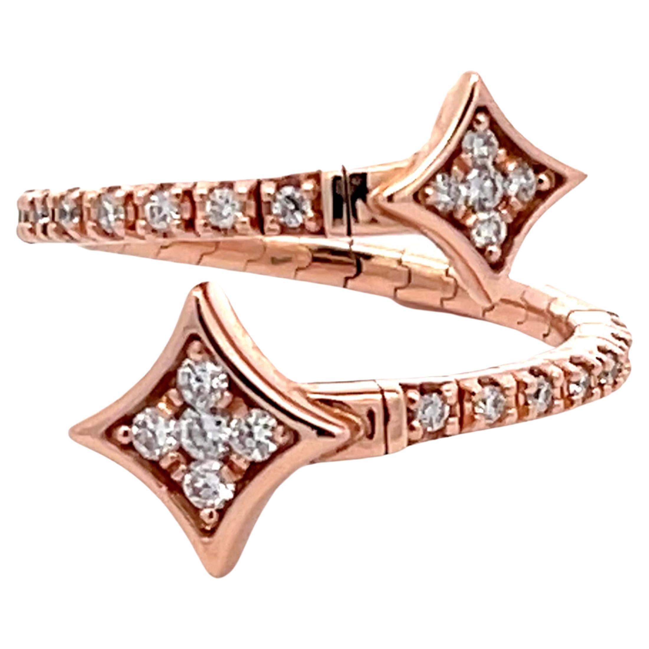Flexible Diamond Wrap Ring in 14K Rose Gold For Sale