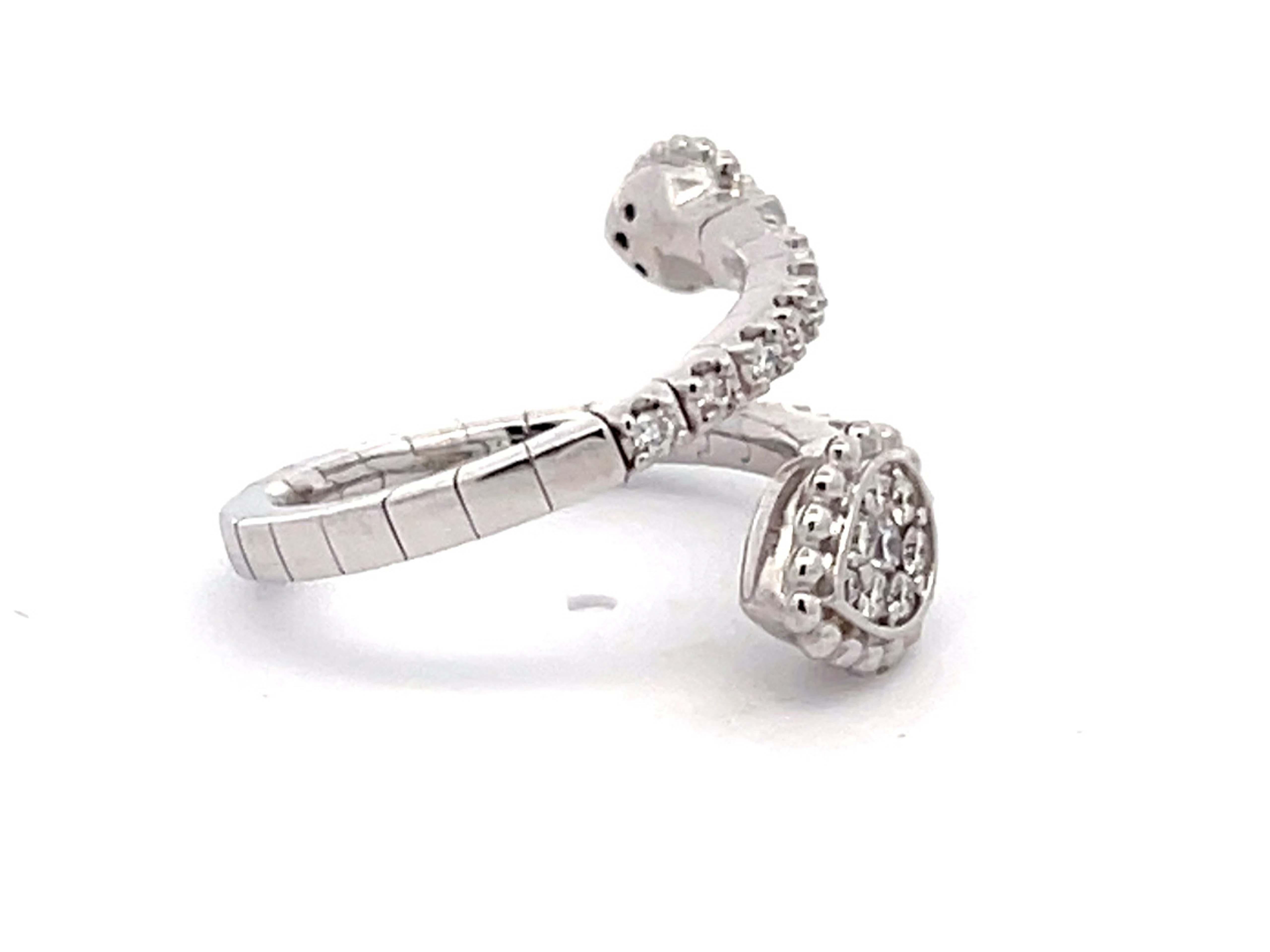 Modern Flexible Diamond Wrap Ring in 14K White Gold For Sale