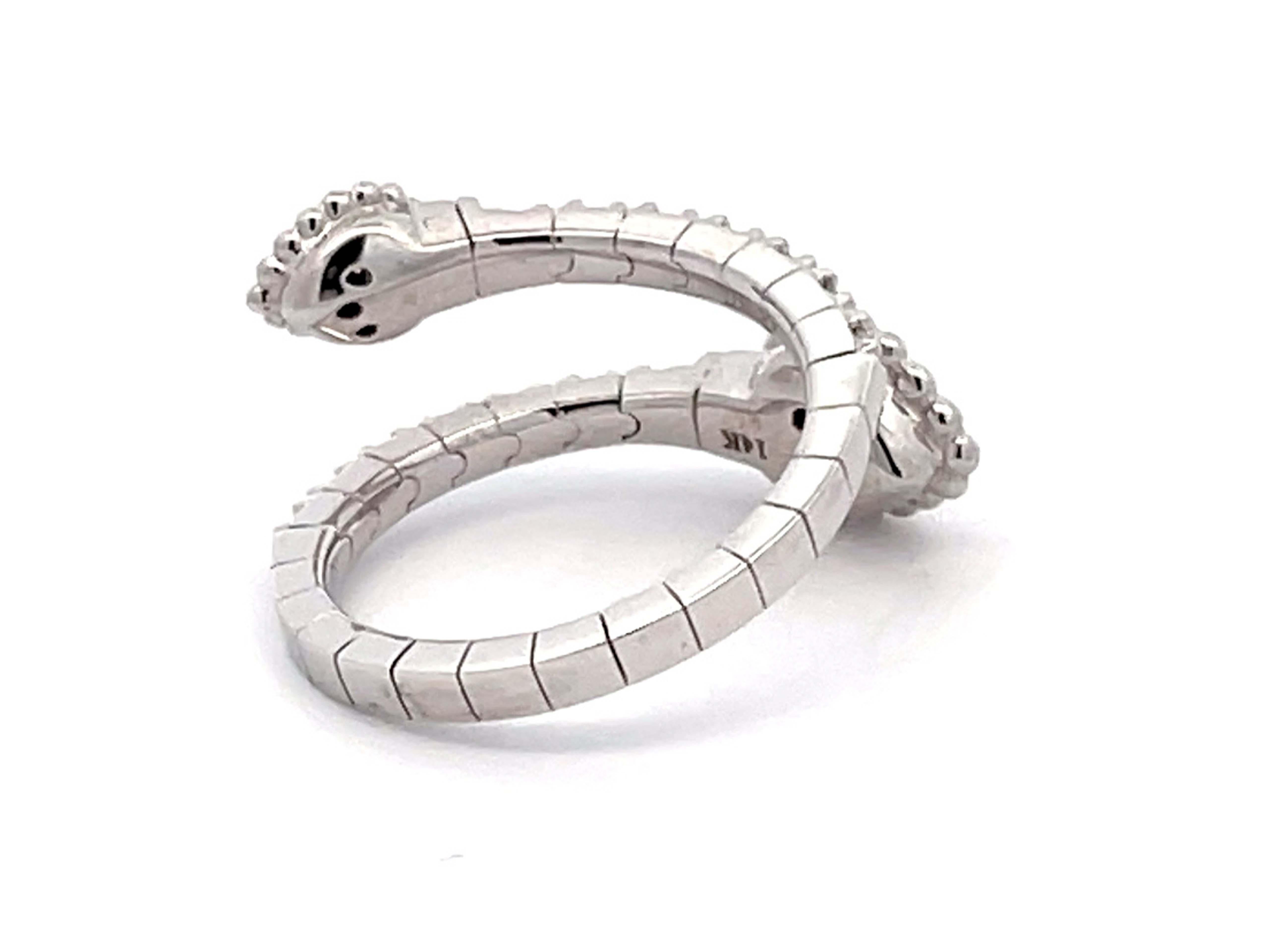Brilliant Cut Flexible Diamond Wrap Ring in 14K White Gold For Sale