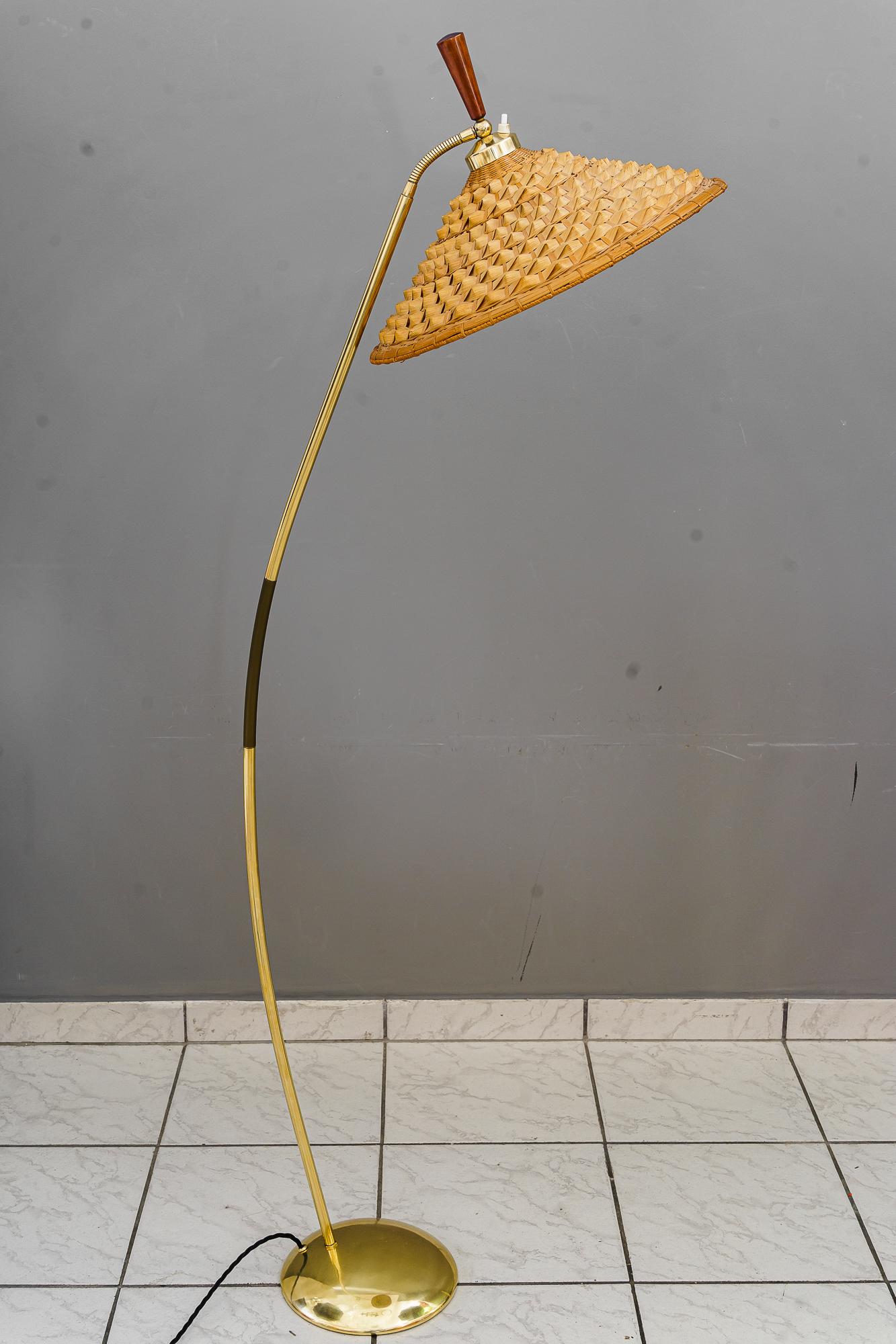Lacquered Flexible Floor Lamp by Rupert Nikoll with Original Condition Shade Around 1950s For Sale