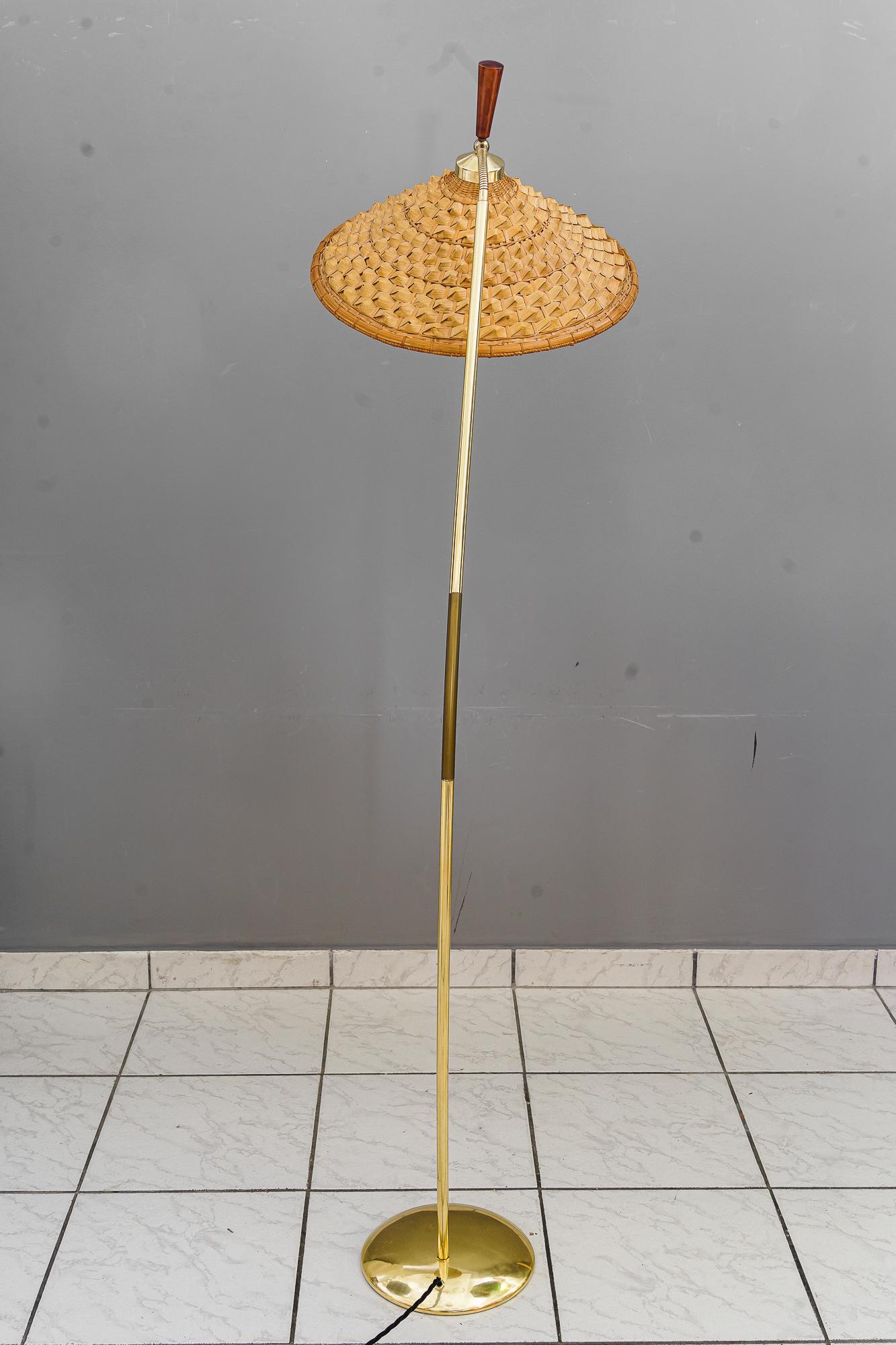 Mid-20th Century Flexible Floor Lamp by Rupert Nikoll with Original Condition Shade Around 1950s For Sale