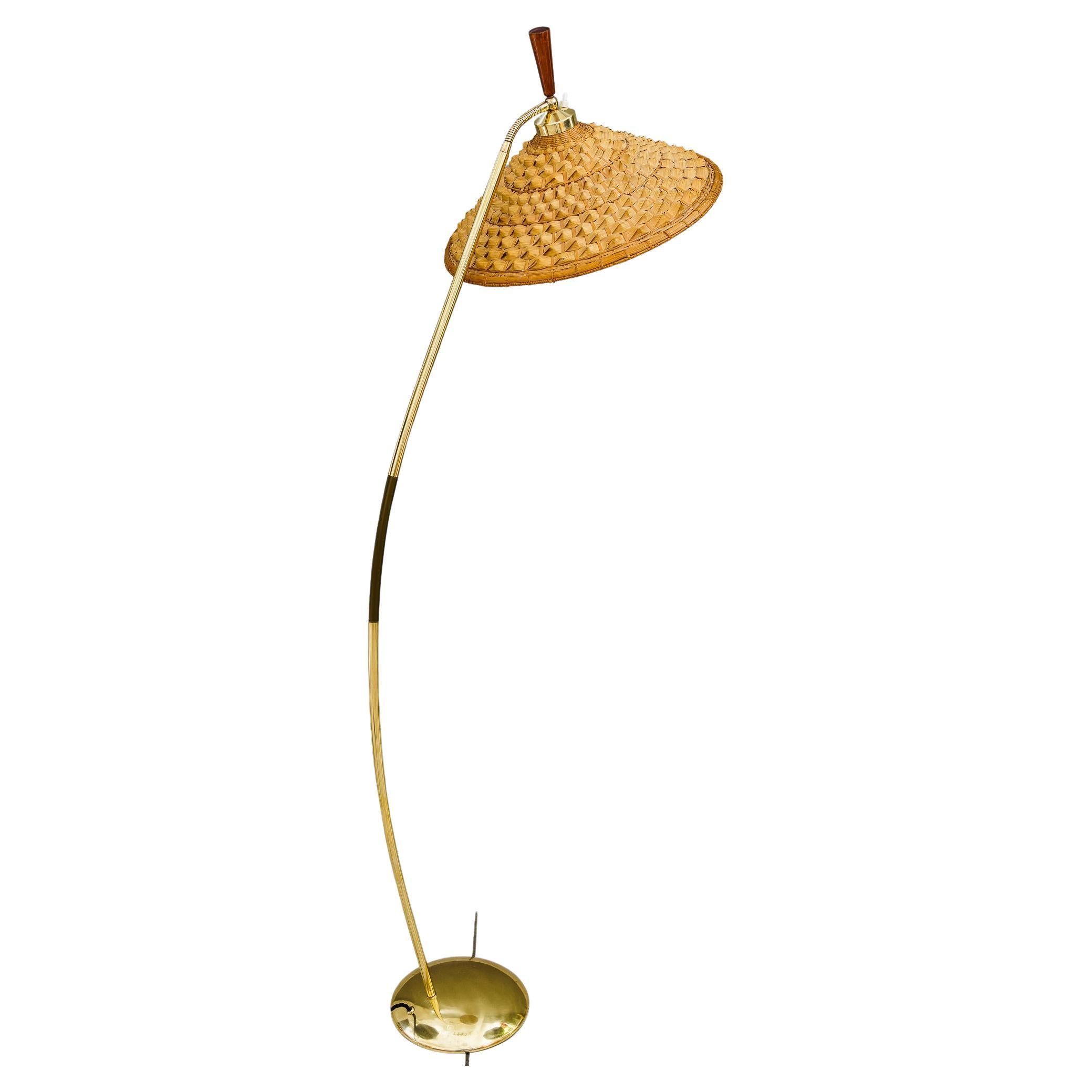Flexible Floor Lamp by Rupert Nikoll with Original Condition Shade Around 1950s For Sale