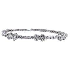 Bracelet manchette souple italien en or blanc 18 carats avec diamants de 2,10 carats