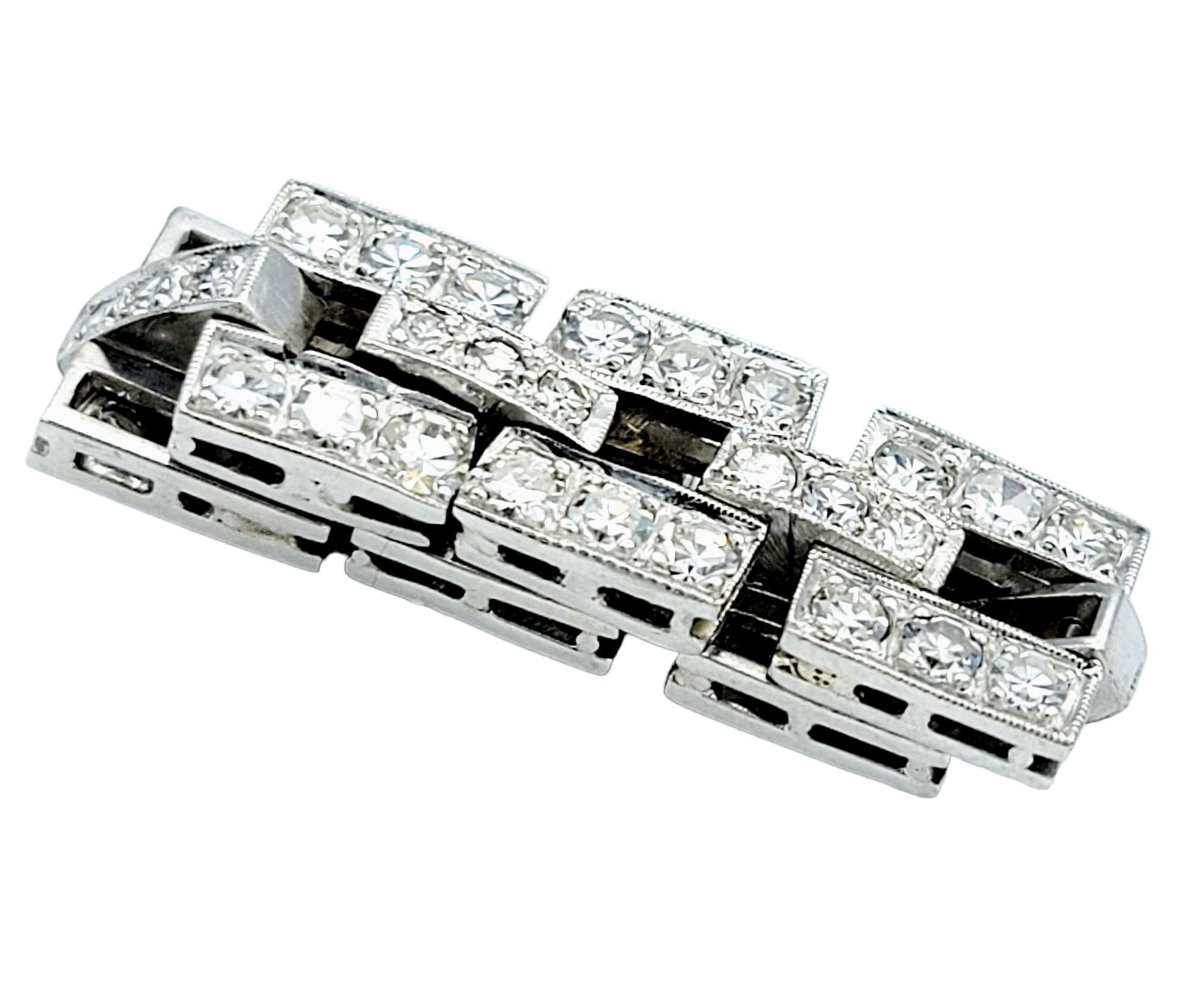 Contemporary Flexible Link 1.60 Carat Pave Diamond Band Ring in Platinum with Milgrain Detail For Sale