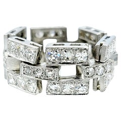 Flexible Link 1.60 Carat Pave Diamond Band Ring in Platinum with Milgrain Detail