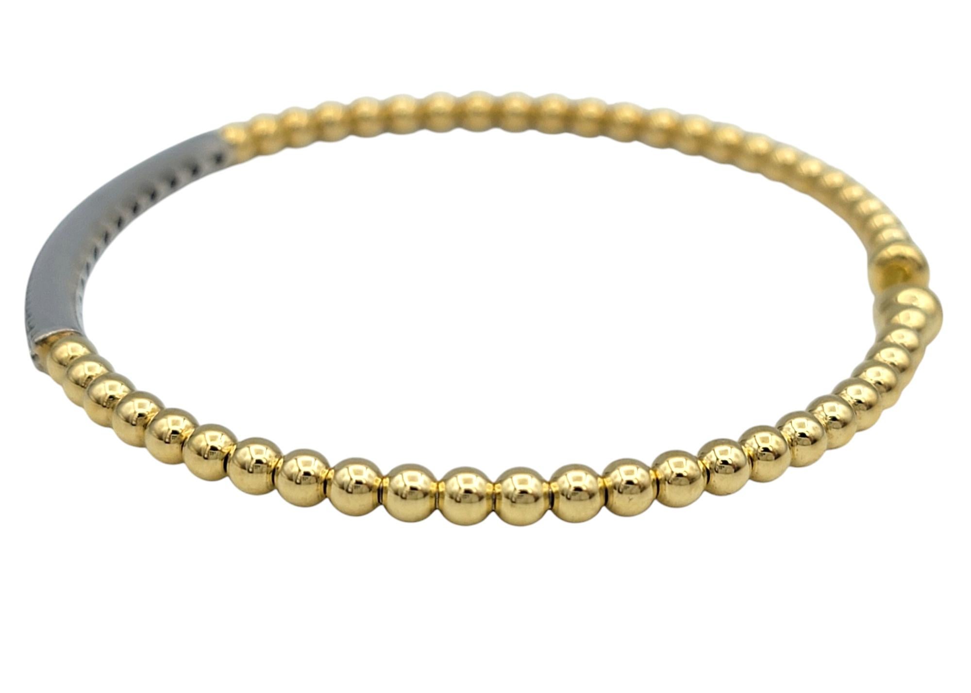 Flexible Narrow Bubble Style Cuff Bracelet With Diamonds in 18 Karat Yellow Gold Bon état - En vente à Scottsdale, AZ