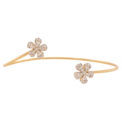 Flexible Open Cuff Diamond Flower Bracelet
