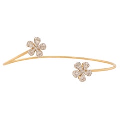 Flexible Open Cuff Diamond Flower Bracelet