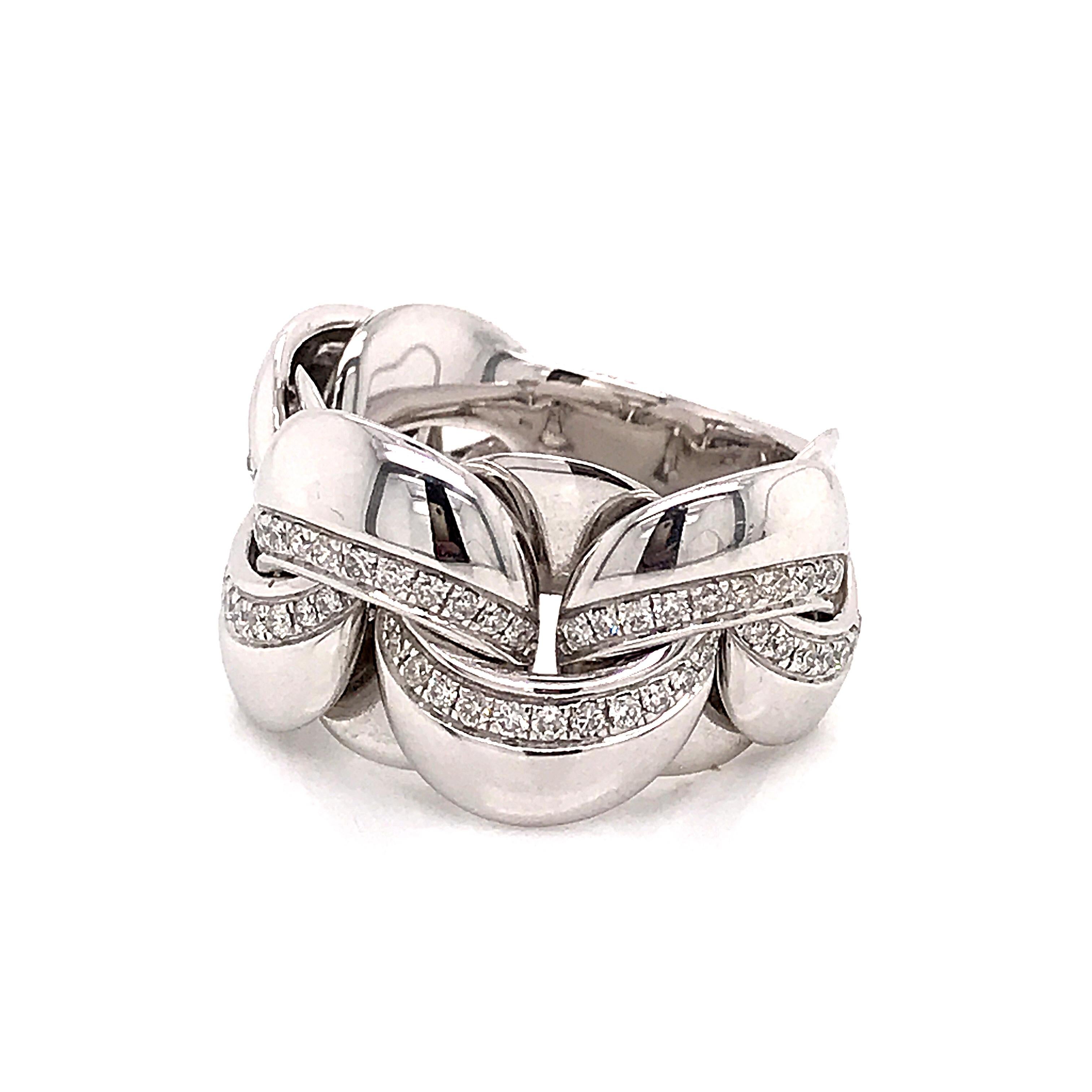 Flexible Ring Diamonds Round Shape White Gold 18 Karat  For Sale 8