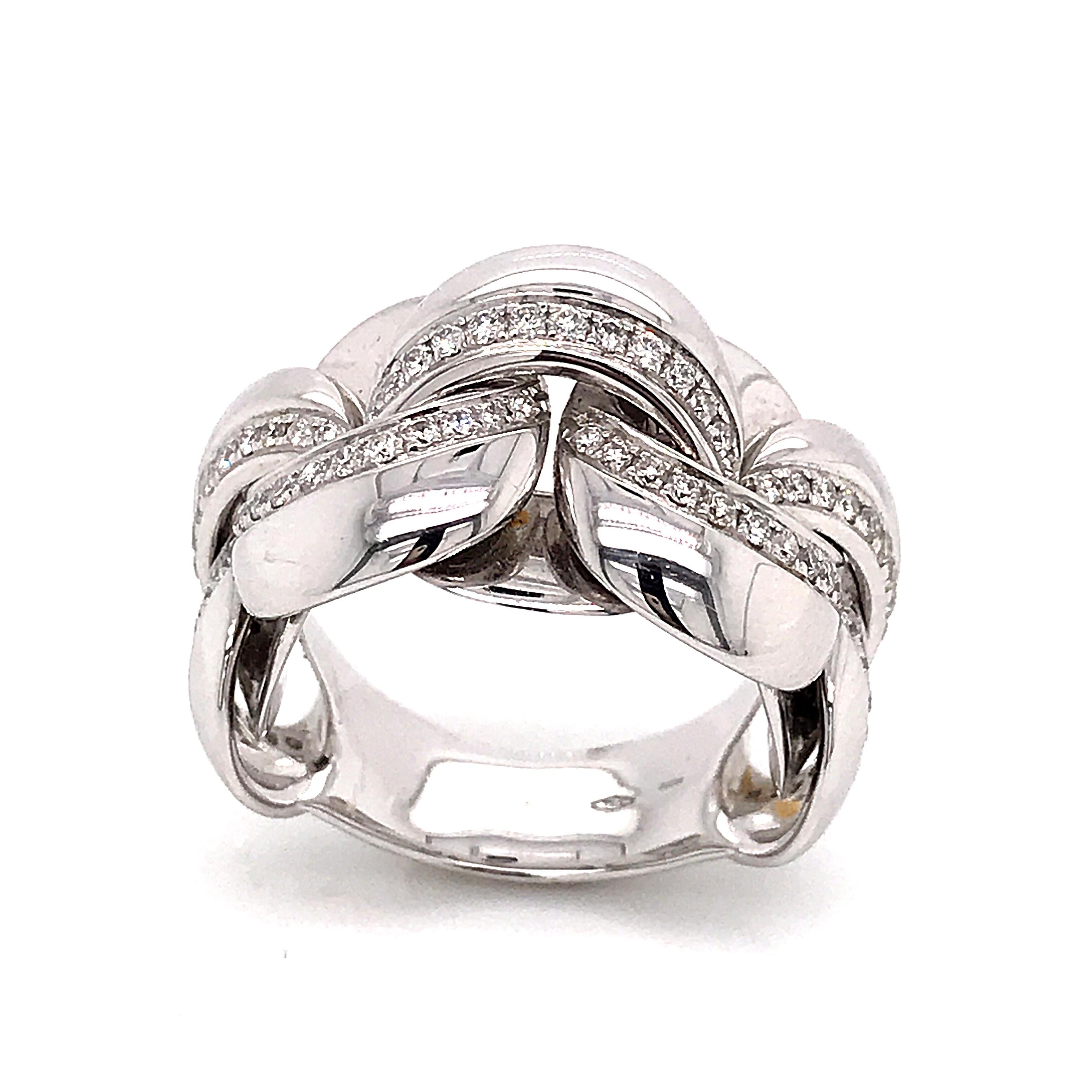 Contemporary Flexible Ring Diamonds Round Shape White Gold 18 Karat  For Sale