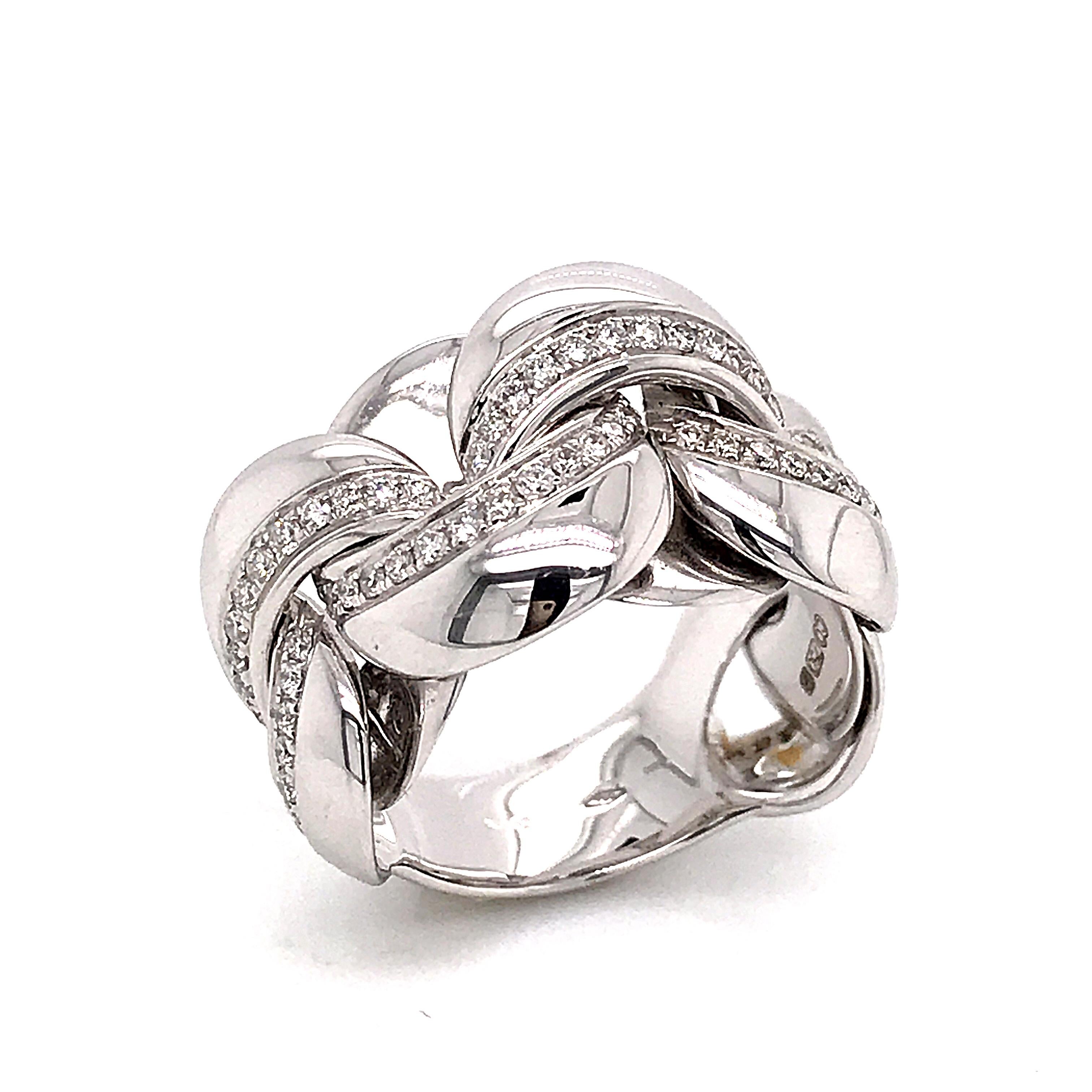 Round Cut Flexible Ring Diamonds Round Shape White Gold 18 Karat  For Sale