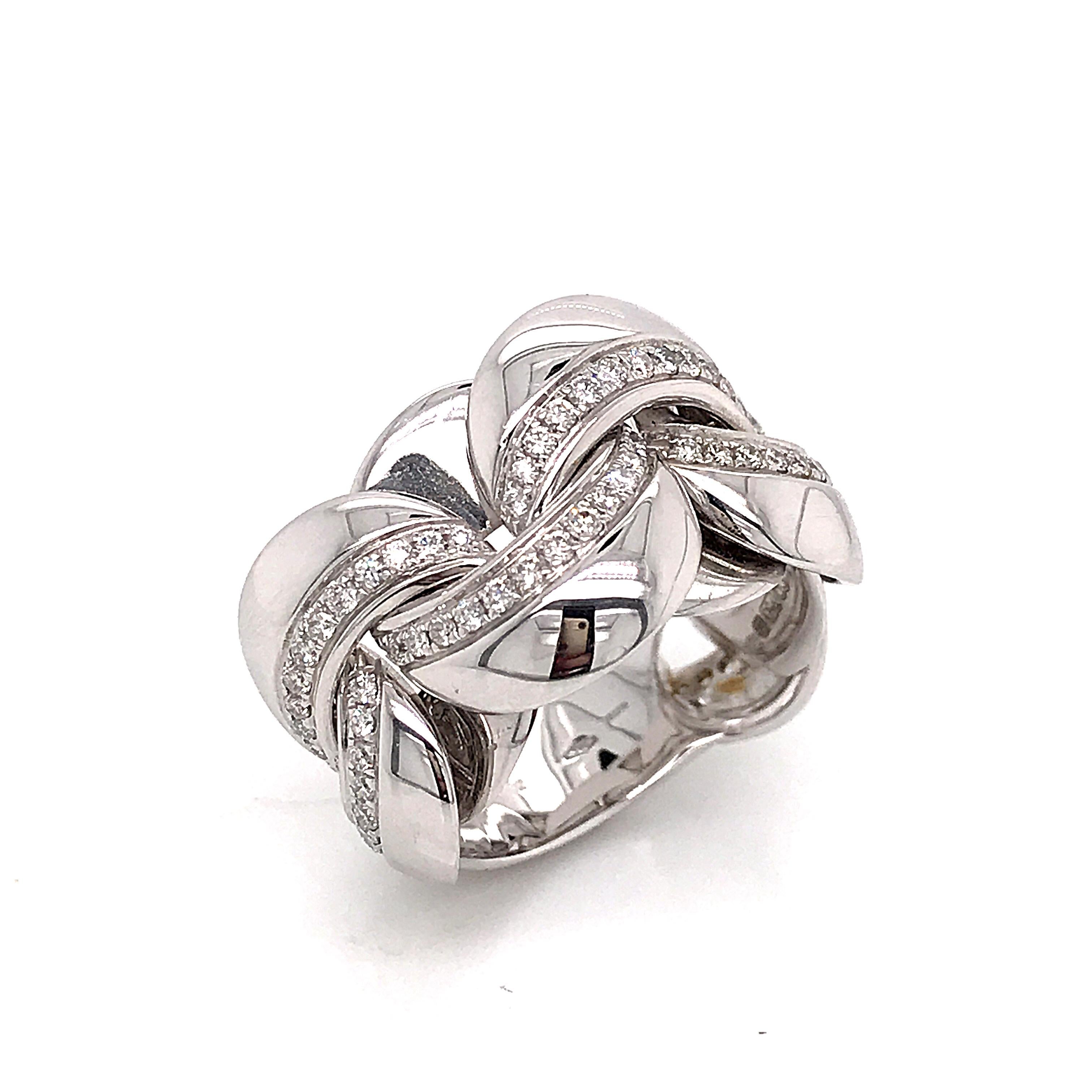 Flexible Ring Diamonds Round Shape White Gold 18 Karat  In New Condition For Sale In Vannes, FR