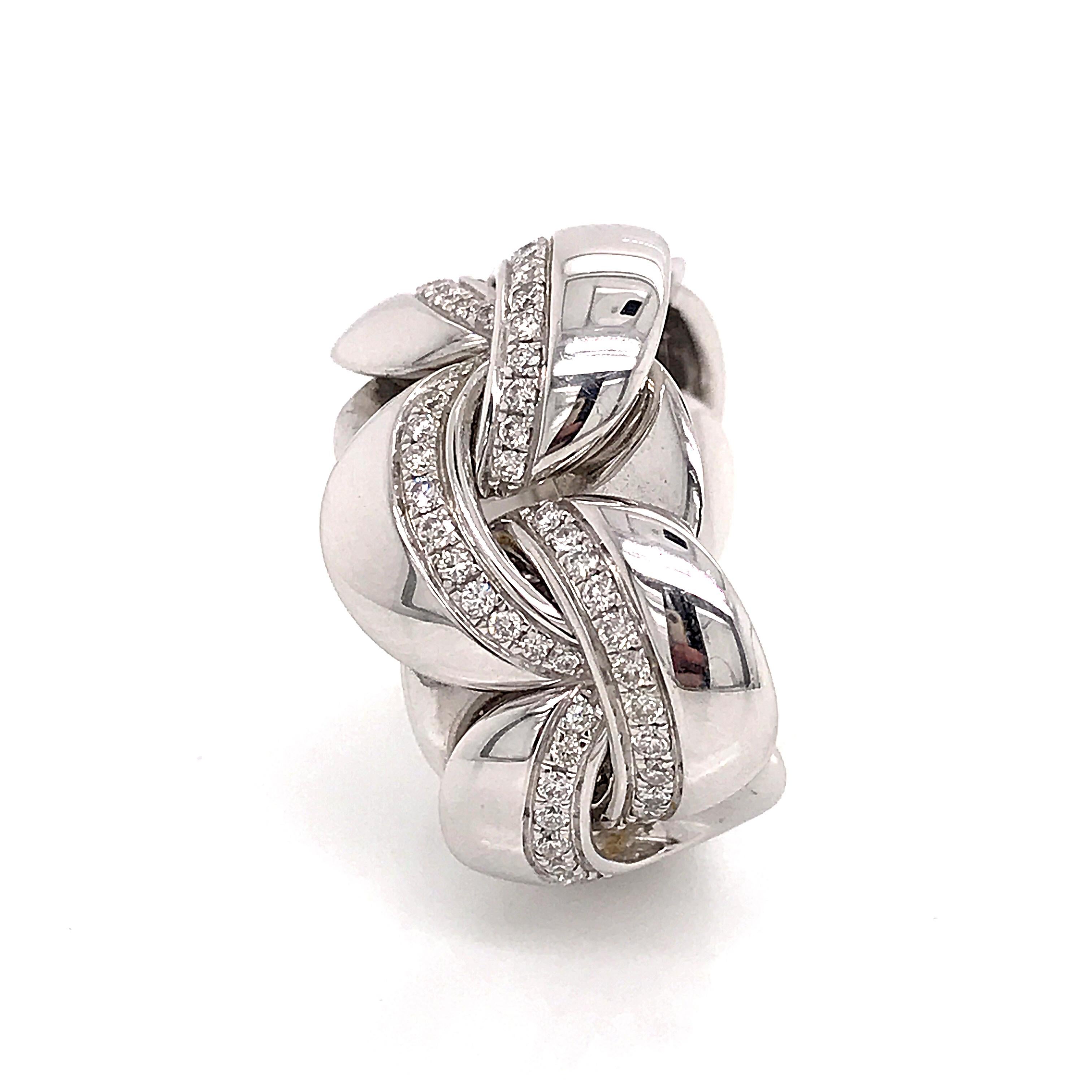 Women's Flexible Ring Diamonds Round Shape White Gold 18 Karat  For Sale