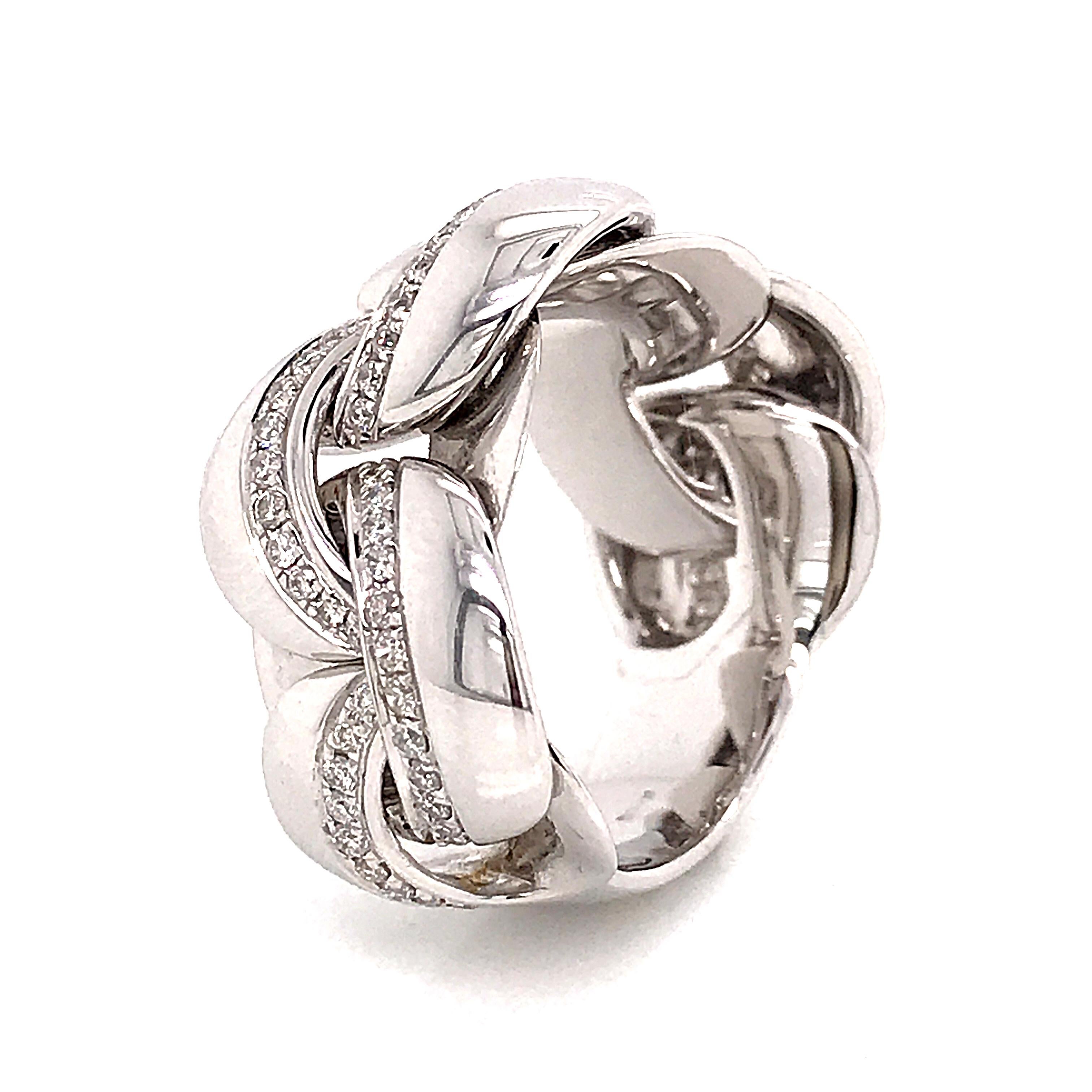 Flexible Ring Diamonds Round Shape White Gold 18 Karat  For Sale 1