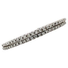 Flexible Round Brilliant Diamond Cuff White Gold Bracelets Set of 2