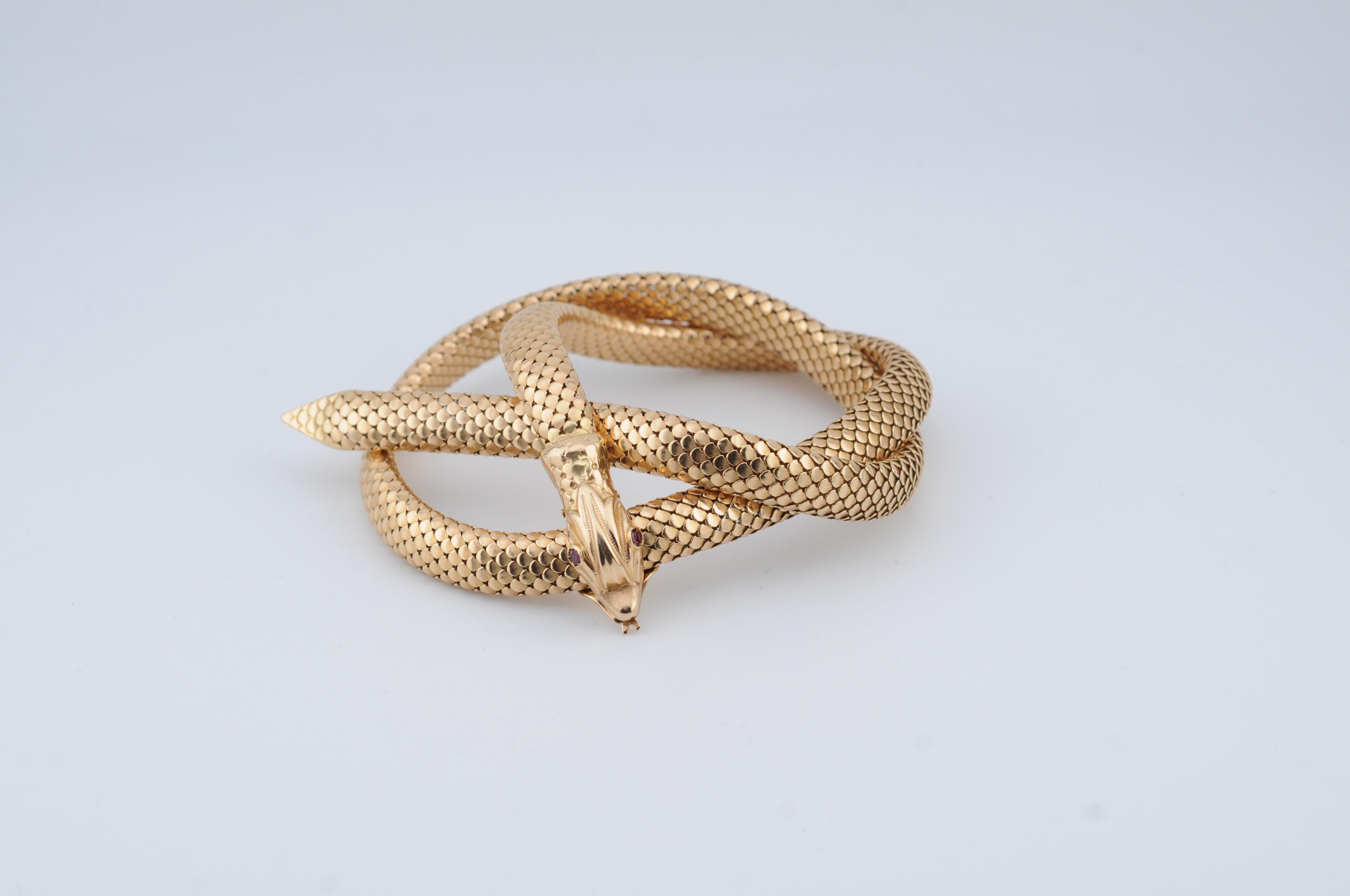 Collana/Bracciale di serpenti flessibili  55 cm, 66 g, Occhi di rubino in vendita 5