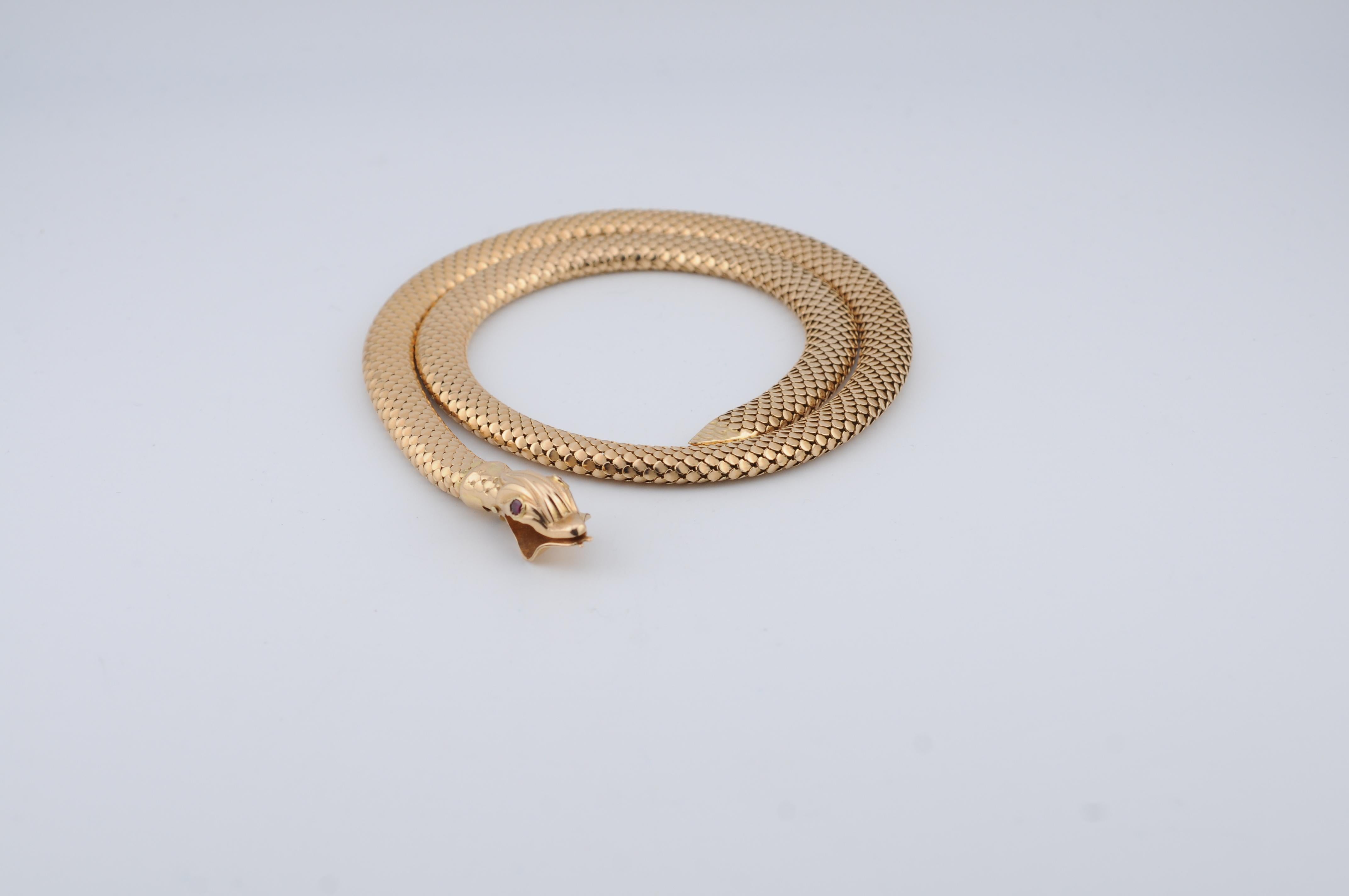Collana/Bracciale di serpenti flessibili  55 cm, 66 g, Occhi di rubino in vendita 12