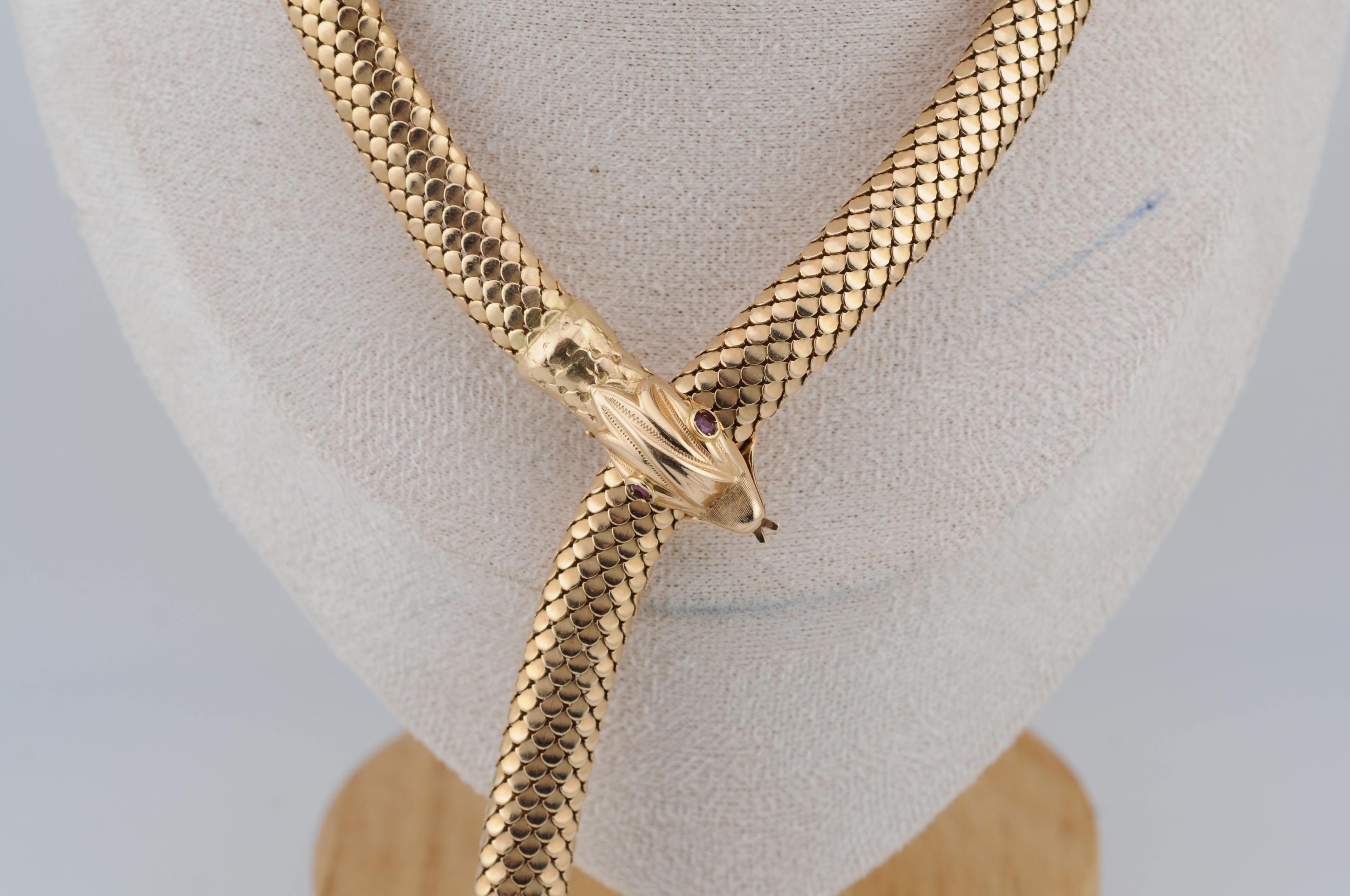 Collana/Bracciale di serpenti flessibili  55 cm, 66 g, Occhi di rubino In condizioni buone in vendita a Berlin, BE