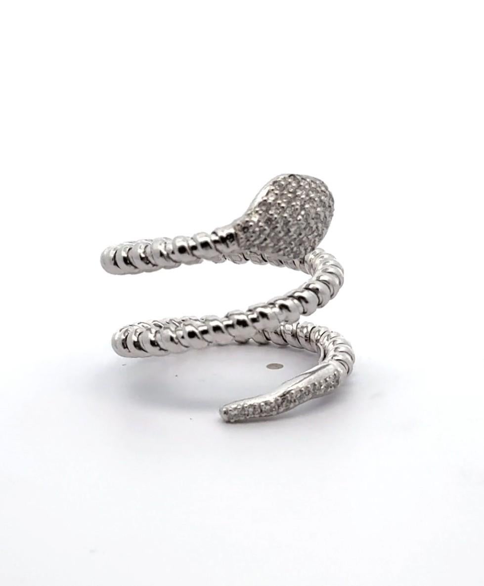 14K Weißgold und Diamant-Schlangen-Wickelring- Größe 5,75 im Angebot 2
