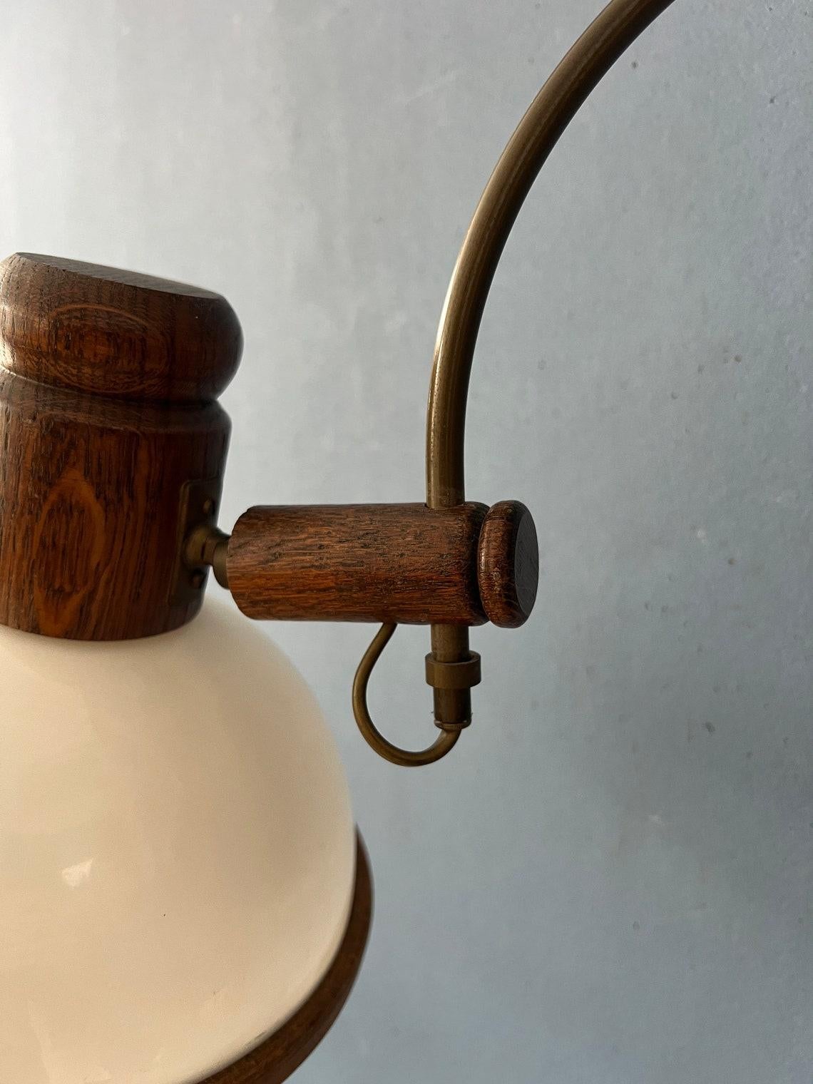Flexible Steinhauer Mushroom Arc Wall Lamp w/ Wooden Frame and Plexiglass Shade For Sale 4
