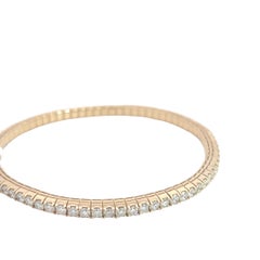 Flexible Tennis Bangle Bracelet in 14k Yellow Gold With Natural Diamonds