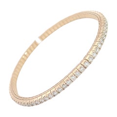 Vintage Flexible Tennis Bangle Bracelet in 14k Yellow Gold With Natural Diamonds