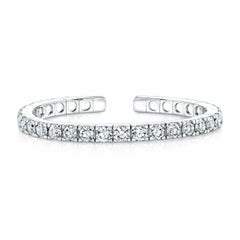 Flexible Tennis Round Cut Diamond 16.52 TCW White Gold Bangle Bracelet