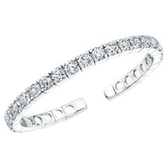 Flexible Tennis Round Cut Diamond 16.52 TCW White Gold Bangle Bracelet