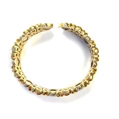 Flexible Two-Tone Diamond Cuff Bangle Bracelet