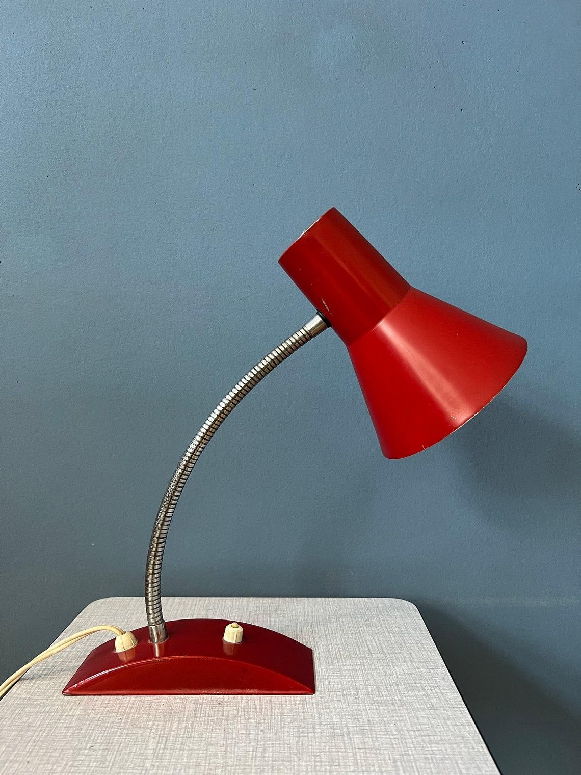 Flexible Vintage Red Space Age Table Lamp, 1970s For Sale 2