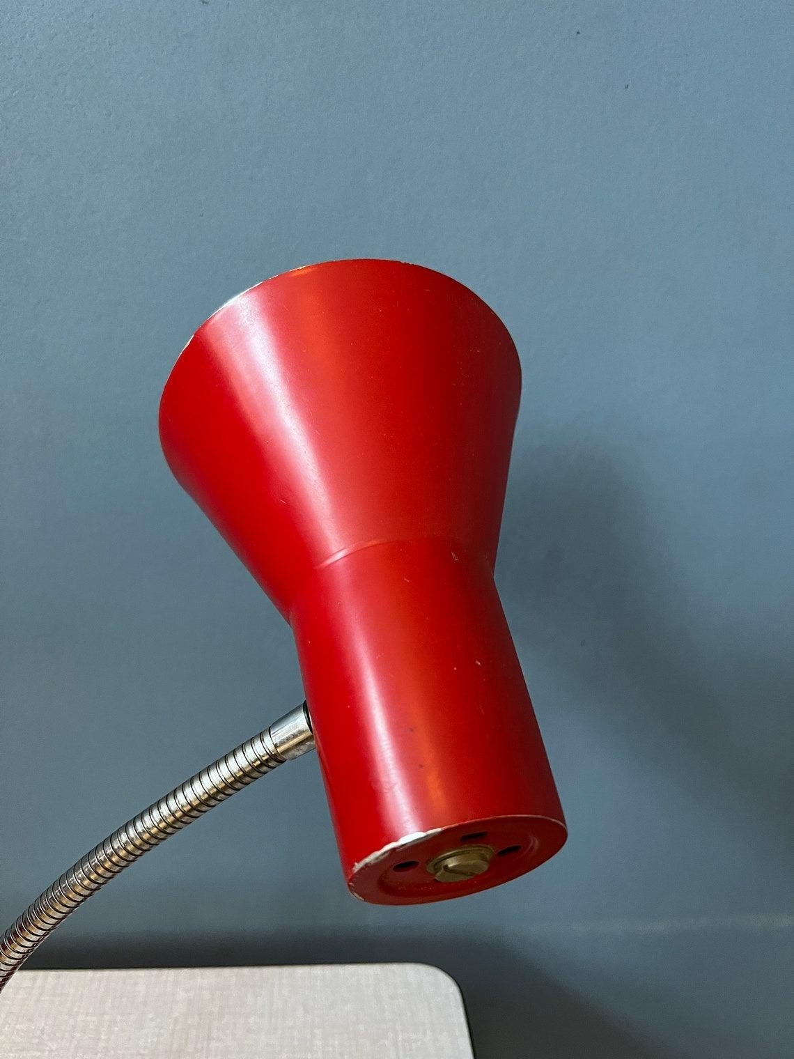 Flexible Vintage Red Space Age Table Lamp, 1970s For Sale 3