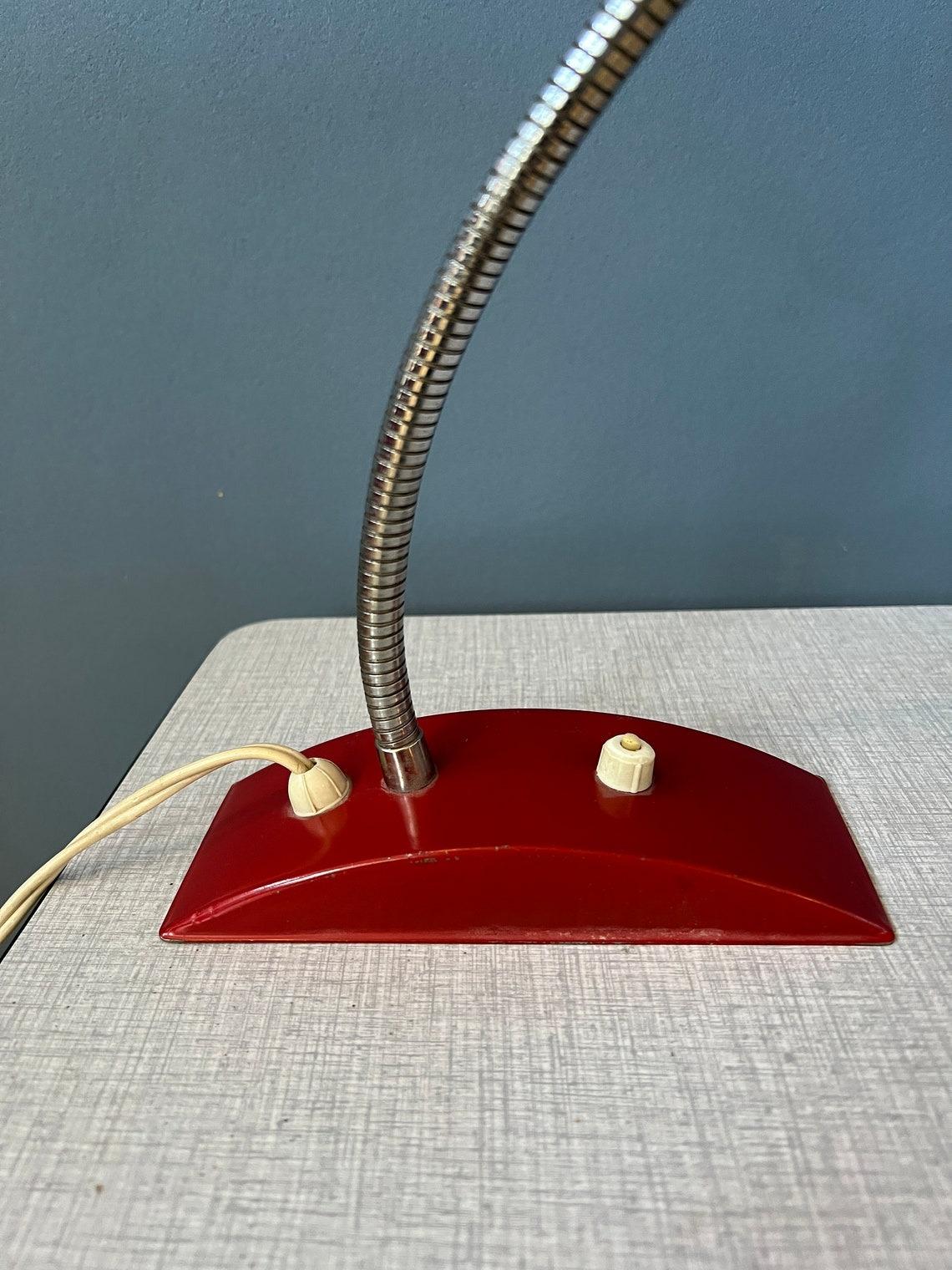 Flexible Vintage Red Space Age Table Lamp, 1970s For Sale 4