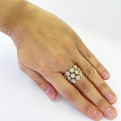 Flexible Wide Flower Cluster Diamond Band Ring