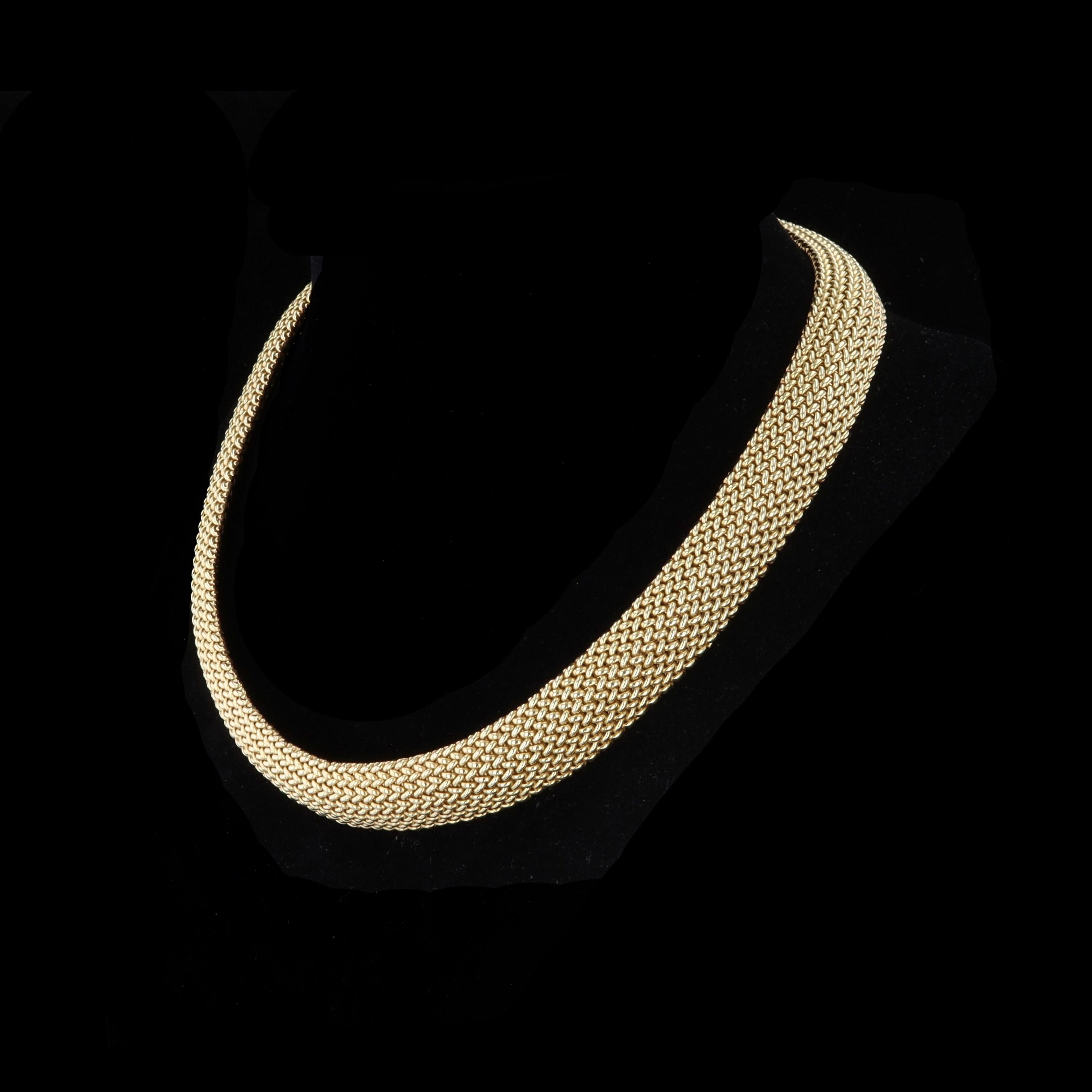 Women's Flexible Woven 14kt Yellow Gold Estate Necklace For Sale