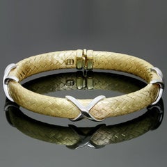 Flexible X Yellow and White 18k Gold Bangle Bracelet